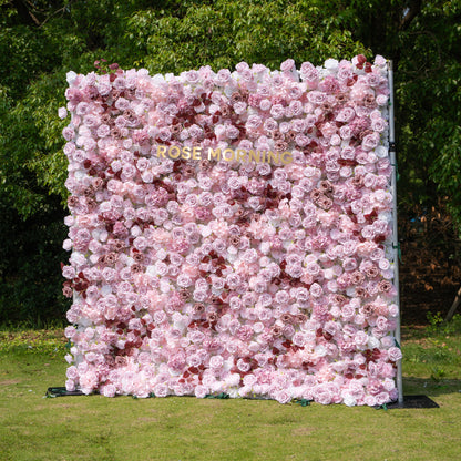 Hush：4D Fabric Artificial zip up curtain flower wall 8ft*8ft