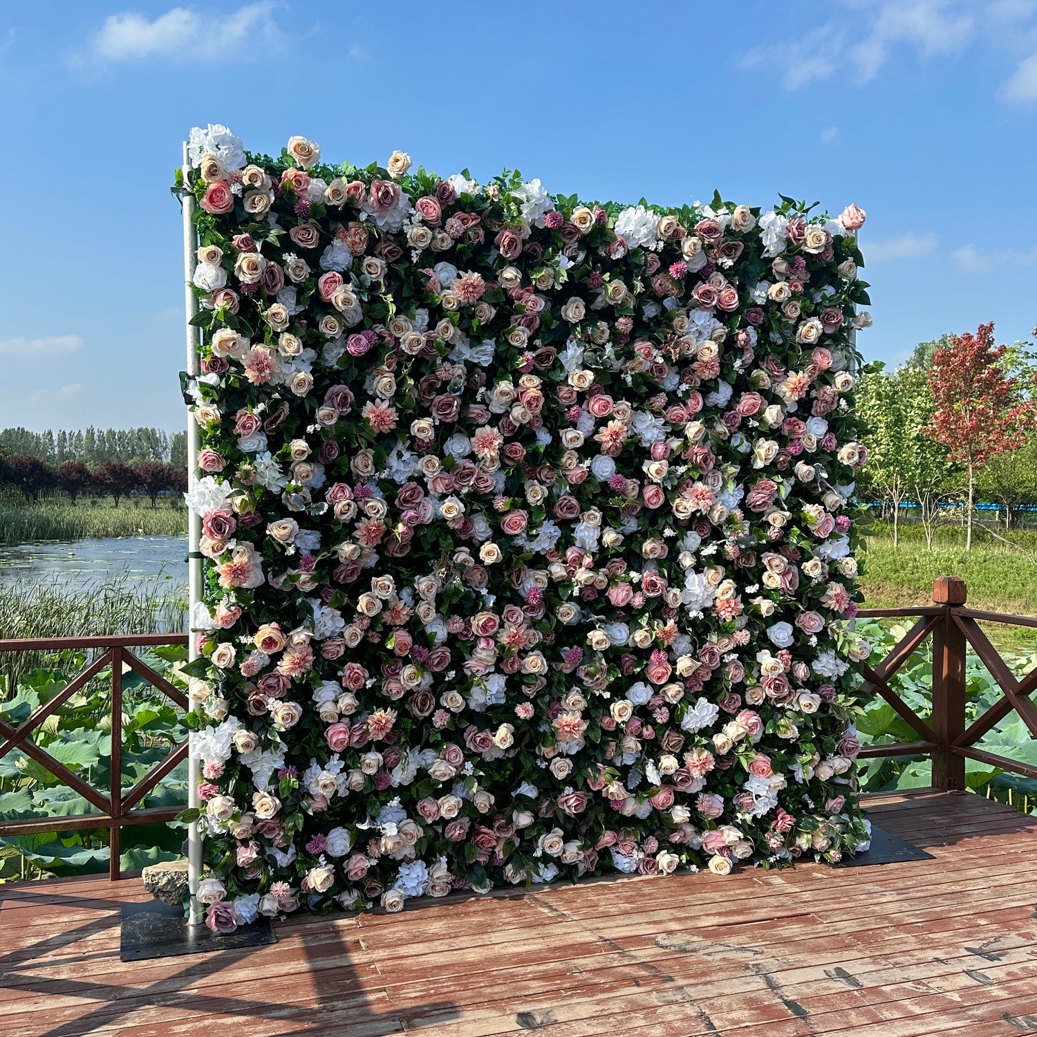 Unique016 ：Unique Limited Fabric Artificial rolling up curtain flower wall （Ready to ship -only USA ）