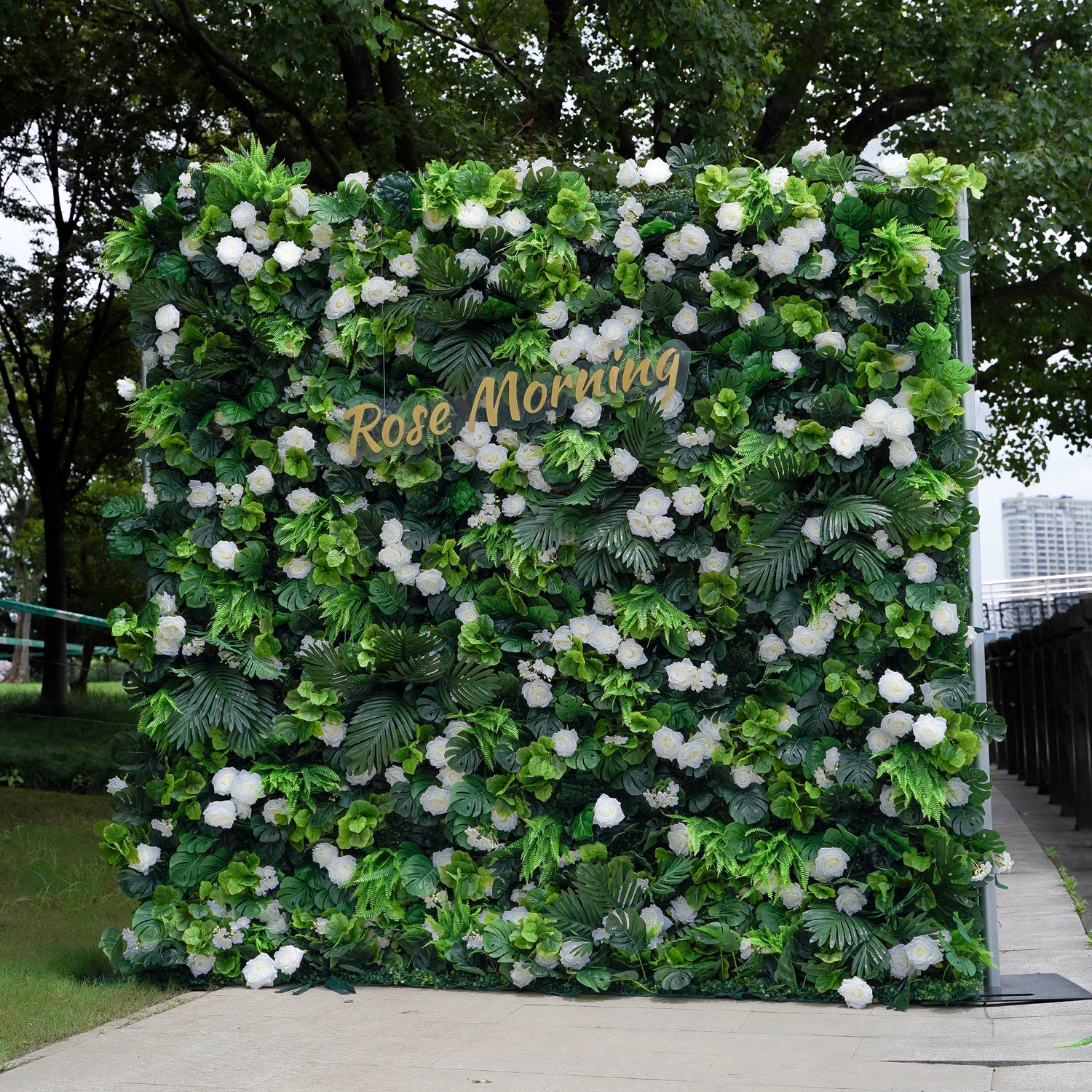 Jade:  5D Fabric Artificial Flower Wall Rolling Up Curtain Flower Wall 8ft*8ft -R034 Rose Morning