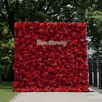 Jennifer: 3D Fabric Artificial Flower Wall Rolling Up Curtain Flower Wall R175 - 8ft*8ft Rose Morning