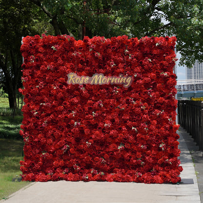 Jennifer: 3D Fabric Artificial Flower Wall Rolling Up Curtain Flower Wall R175 - 8ft*8ft Rose Morning
