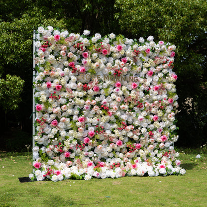 Juana：5D Fabric Artificial rolling up curtain flower wall