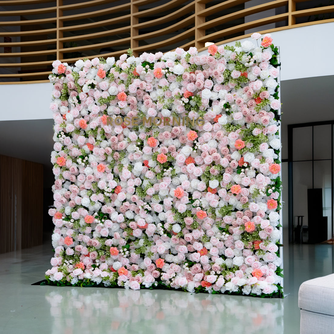 Kaisley：5D Fabric Artificial rolling up curtain flower wall (Ready to ship) Rose Morning