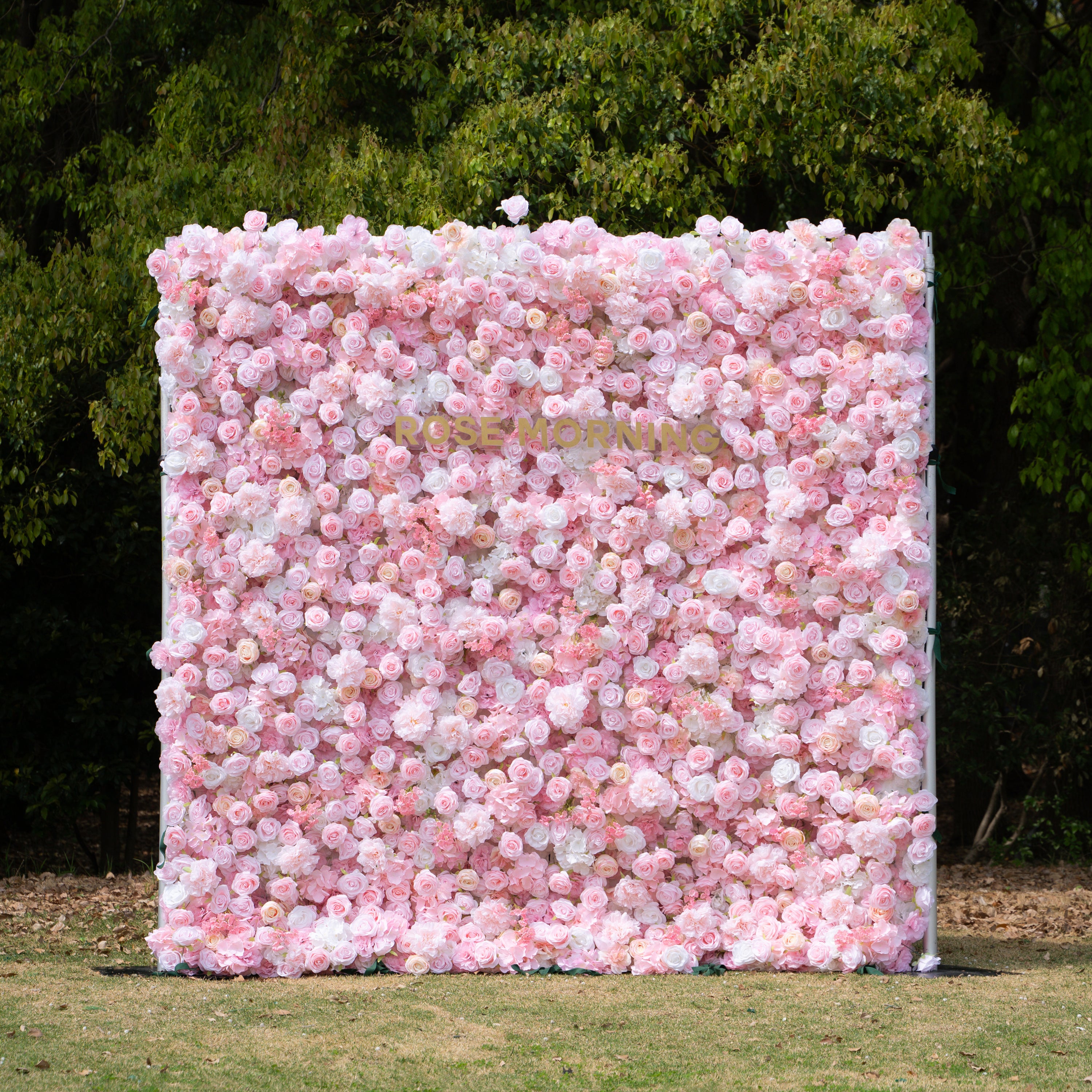 Kissing：5D Elegant Pink and White 5D Fabric Artificial Flower Rolling Curtain Perfect for Wedding &amp; Event (Ready to Ship))