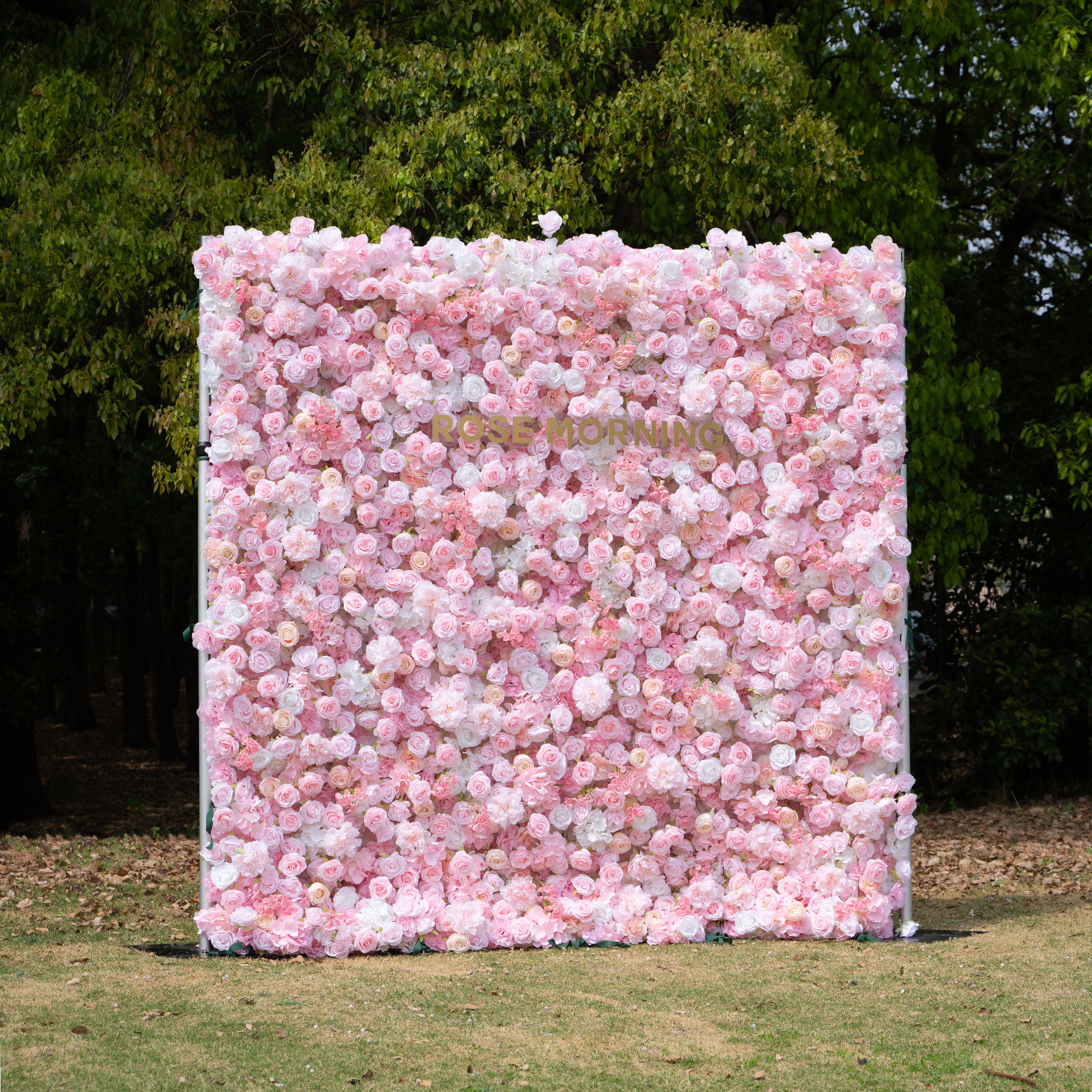 Kissing：5D Elegant Pink and White 5D Fabric Artificial Flower Rolling Curtain Perfect for Wedding &amp; Event (Ready to Ship))