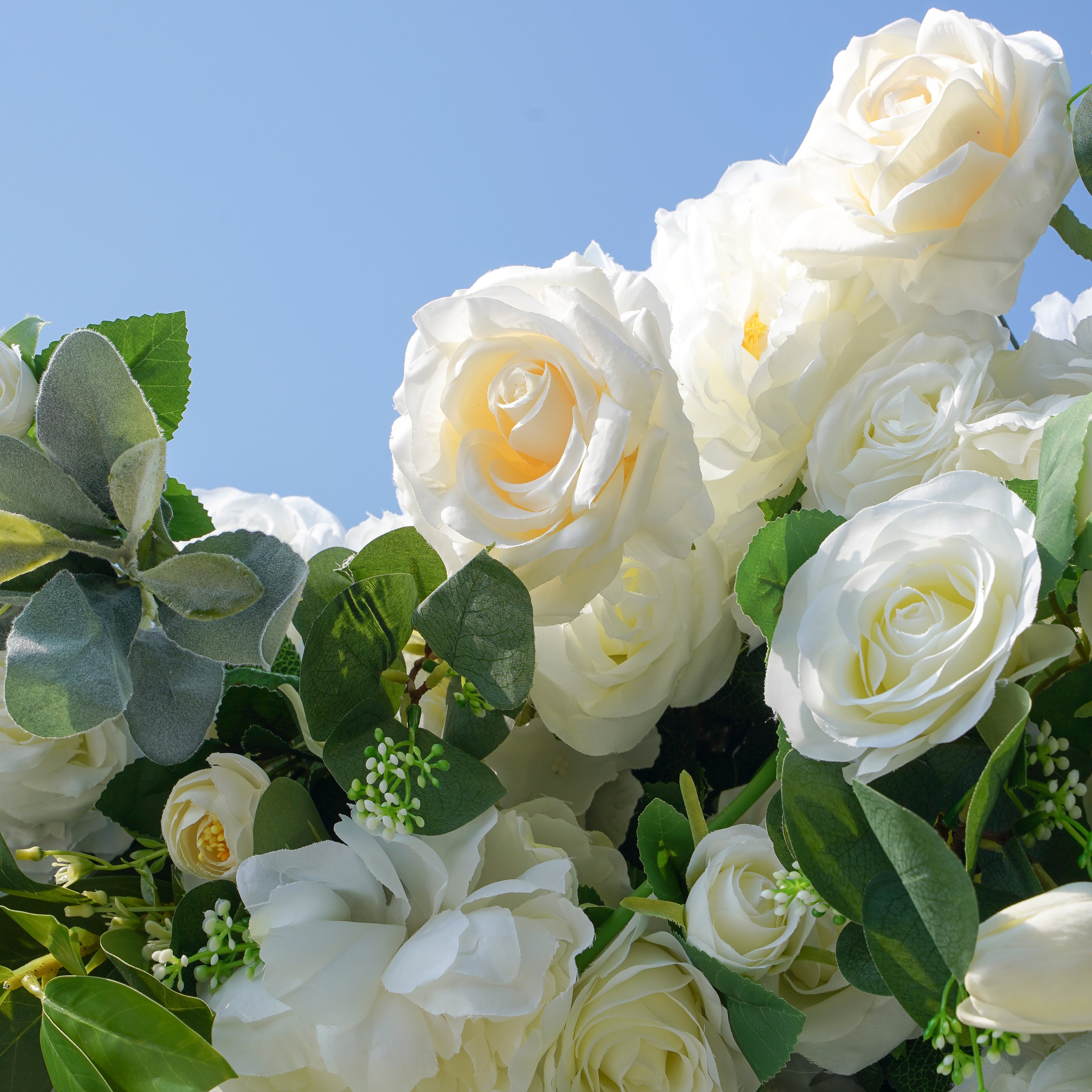 Rose Morning“The flower walls are made of artificial flowers in various colors, layered at different levels to create a lush, elegant and natural look. The exclusive zipper design and roll-up design make it easy to install and remove.”