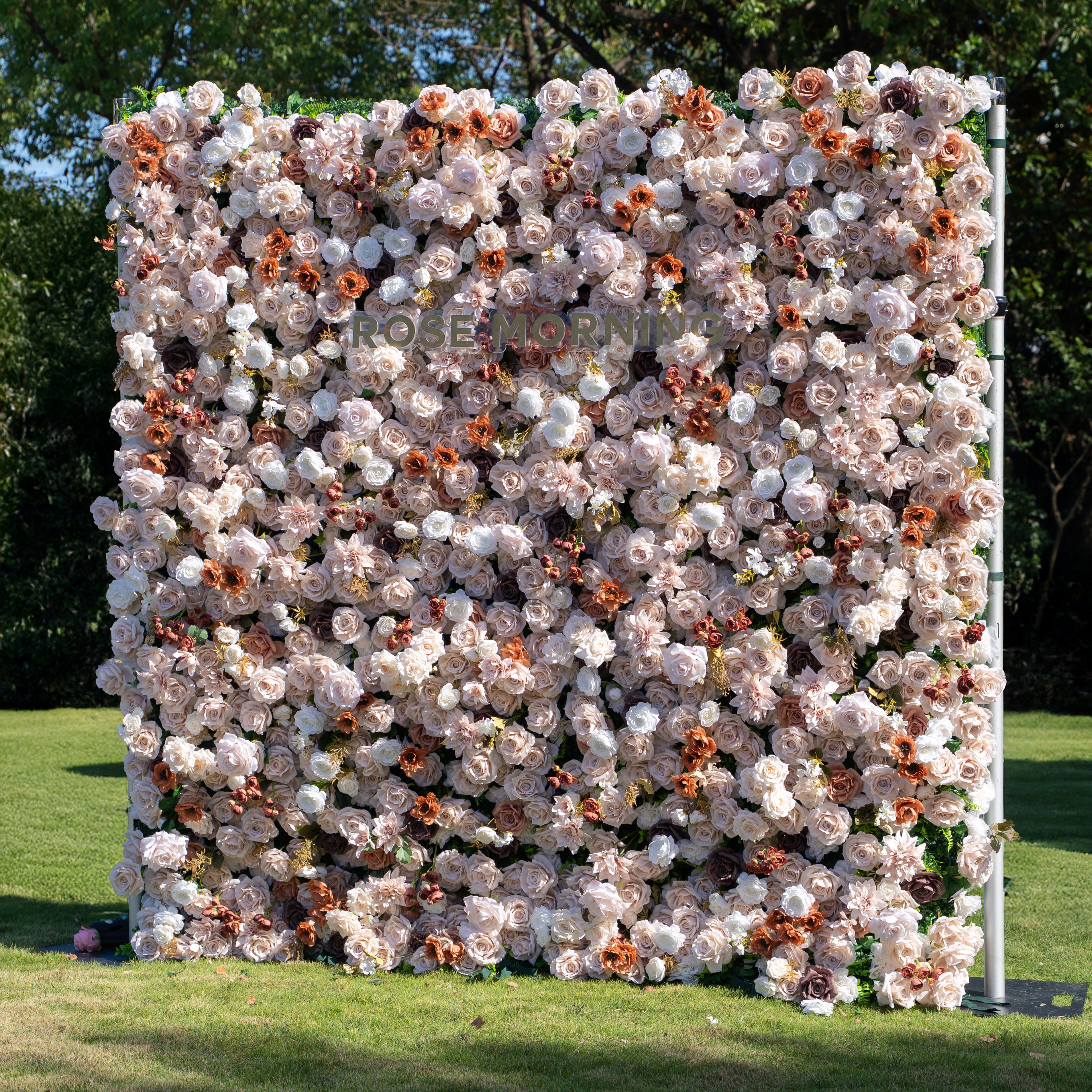 Latte：4D Fabric Artificial zip up curtain flower wall 8ft*8ft