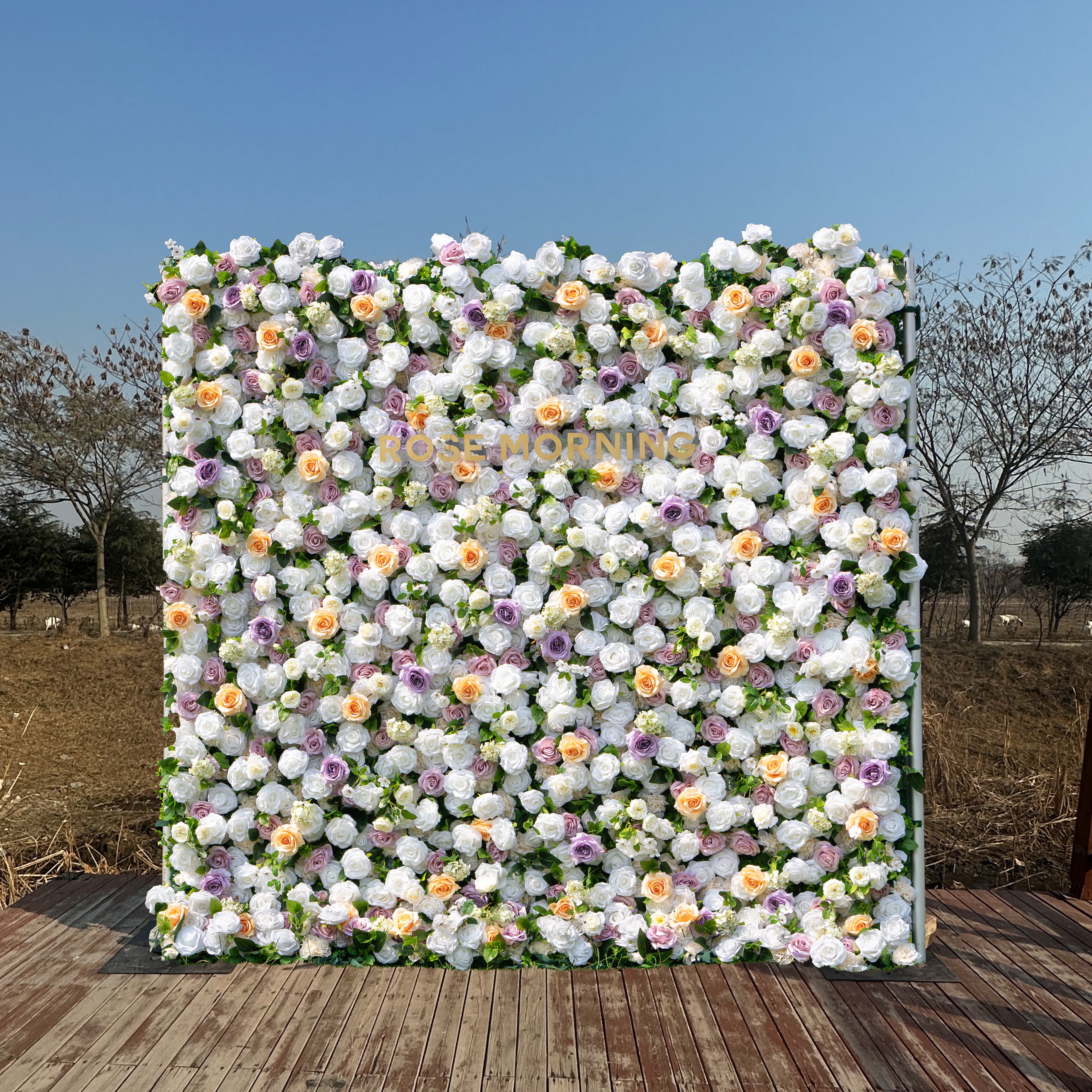 ULZ010：4D Fabric Artificial rolling up curtain flower wall (Ready to ship-Only USA)