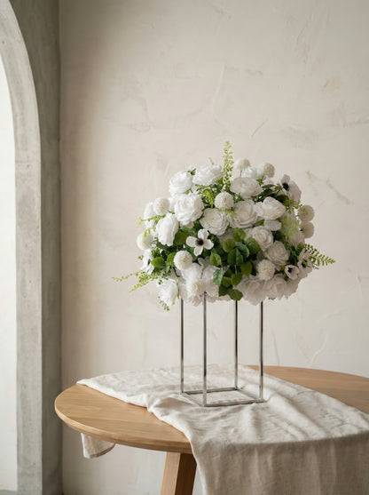 Liora Flower Ball: White and Green Flower Ball Flower Centerpiece Bouquet Table Decoration