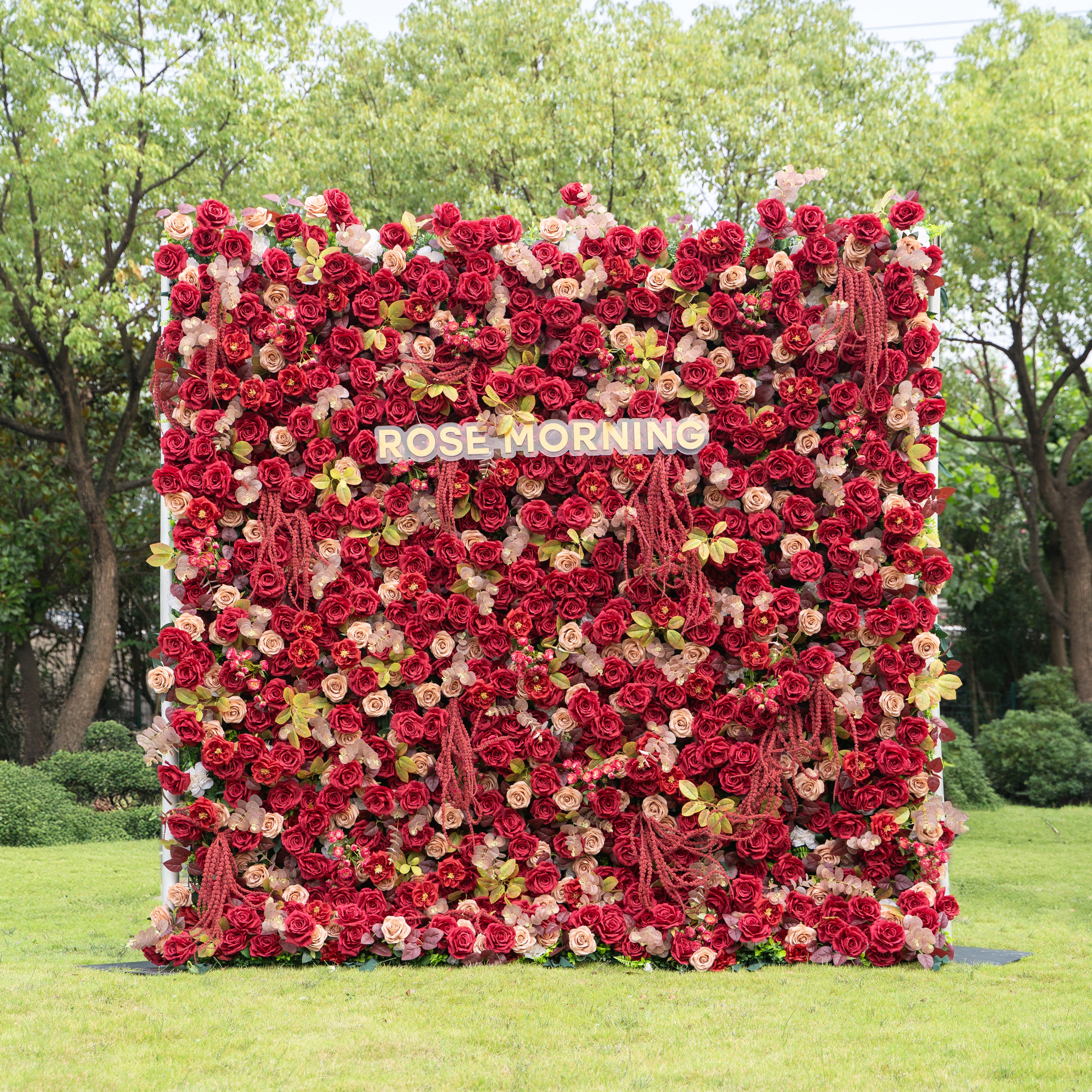litchi：5D Fabric Artificial zip up curtain flower wall 8ft*8ft
