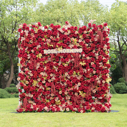 litchi：5D Fabric Artificial zip up curtain flower wall 8ft*8ft