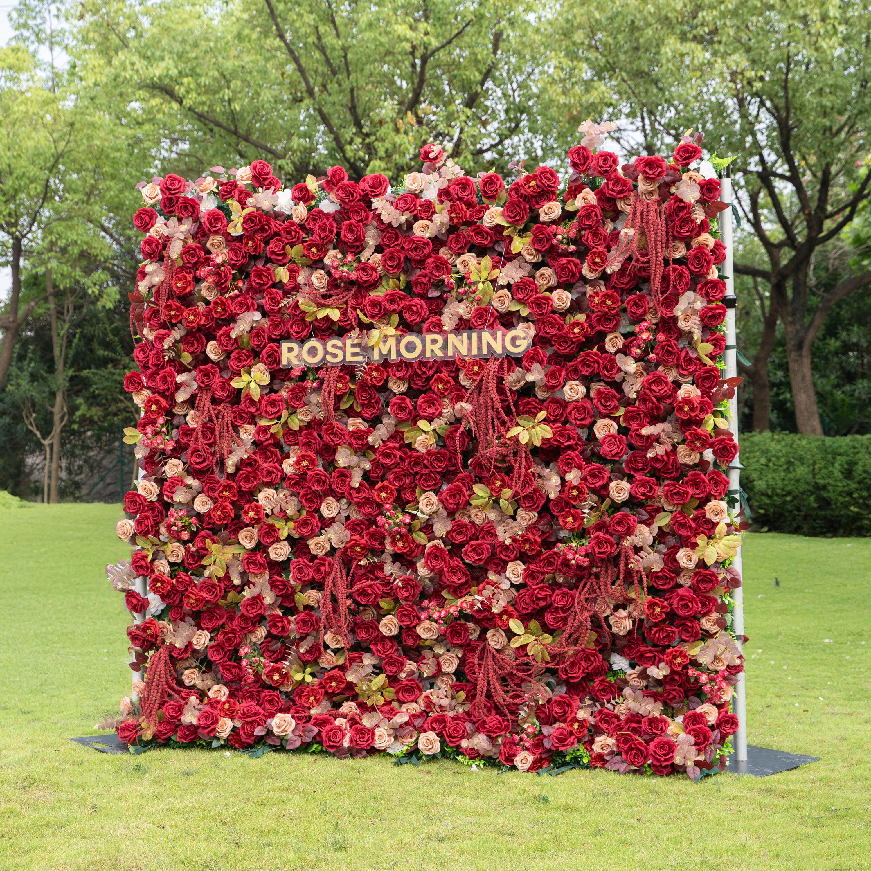 litchi：5D Fabric Artificial zip up curtain flower wall + Free Flower Stand(Ready to ship-Only USA)