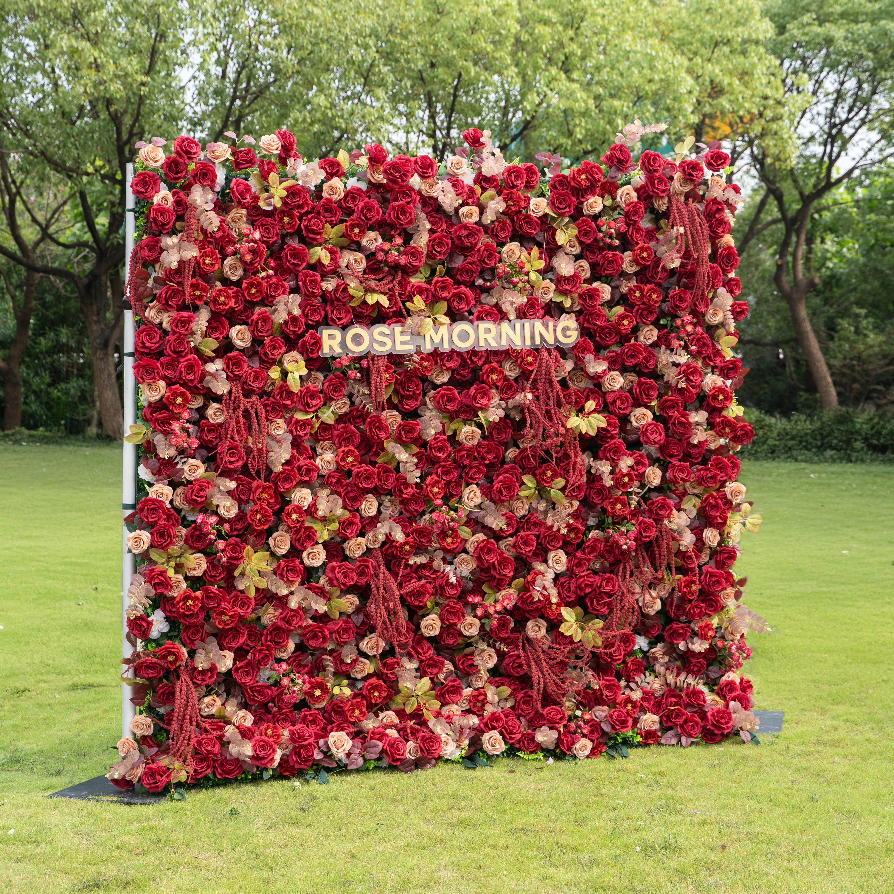 litchi：5D Fabric Artificial zip up curtain flower wall + Free Flower Stand(Ready to ship-Only USA)