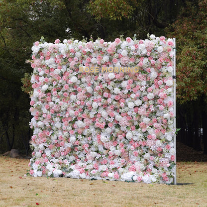 Lorraine：5D Fabric Artificial rolling up curtain flower wall Rose Morning