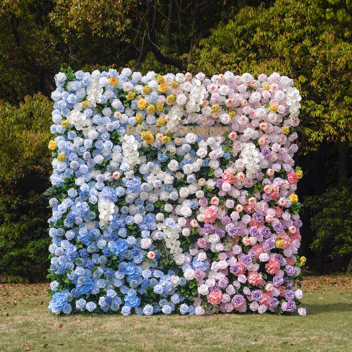 Lotte - 5D Fabric Roll Up Flower Wall for Gender Reveal Baby Shower Party Backdrop