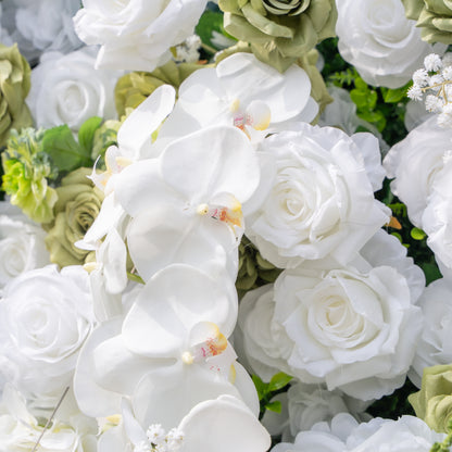 Lumi: 5D Sage Green &amp; Cream Silk Floral Wall with Hanging Vines for Grand Forest Weddings &amp; Garden Parties