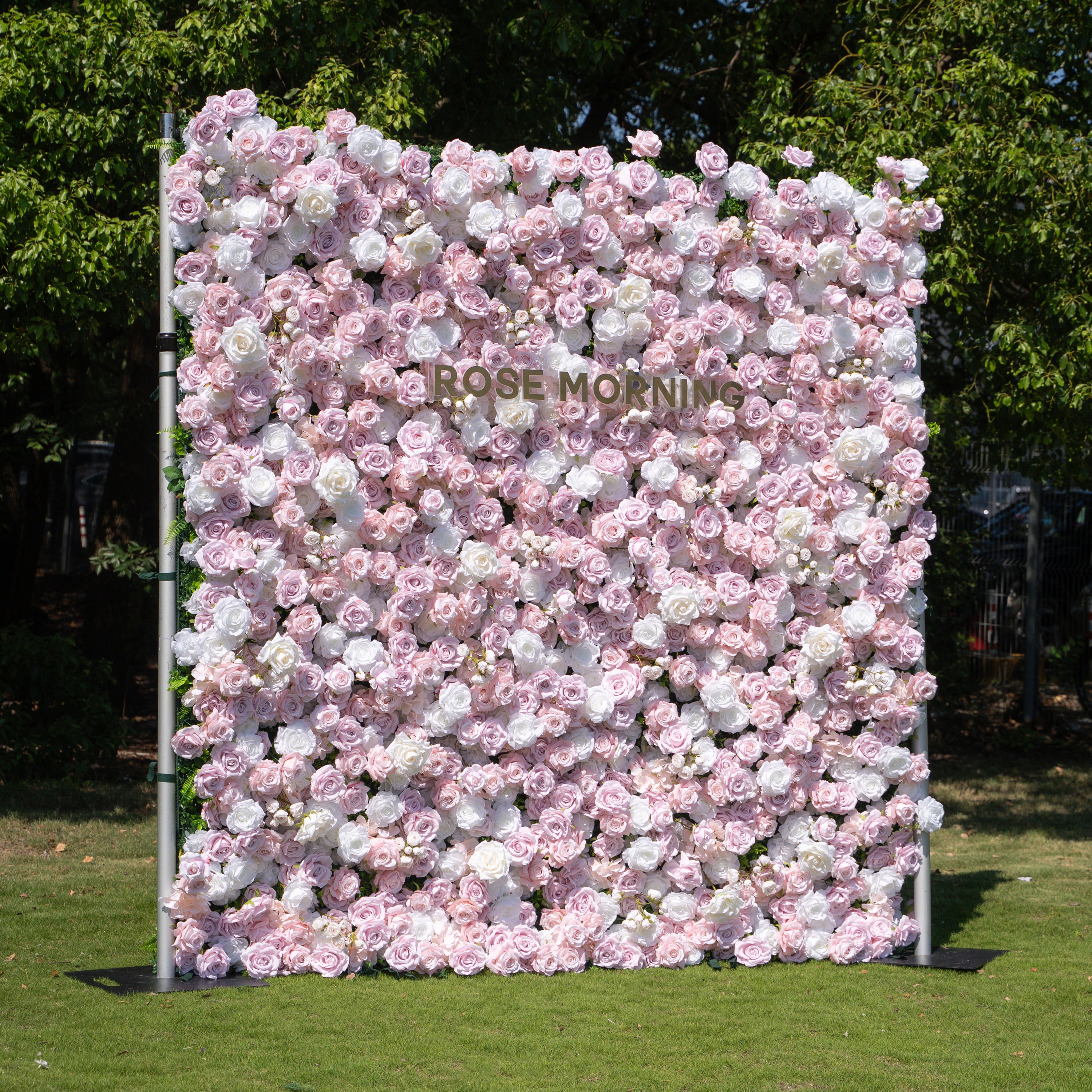 Macarons：4D Fabric Artificial zip up curtain flower wall 8ft*8ft
