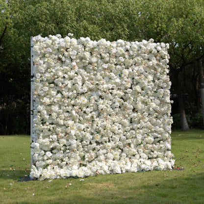 Marainne：5D Fabric Artificial rolling up curtain flower wall