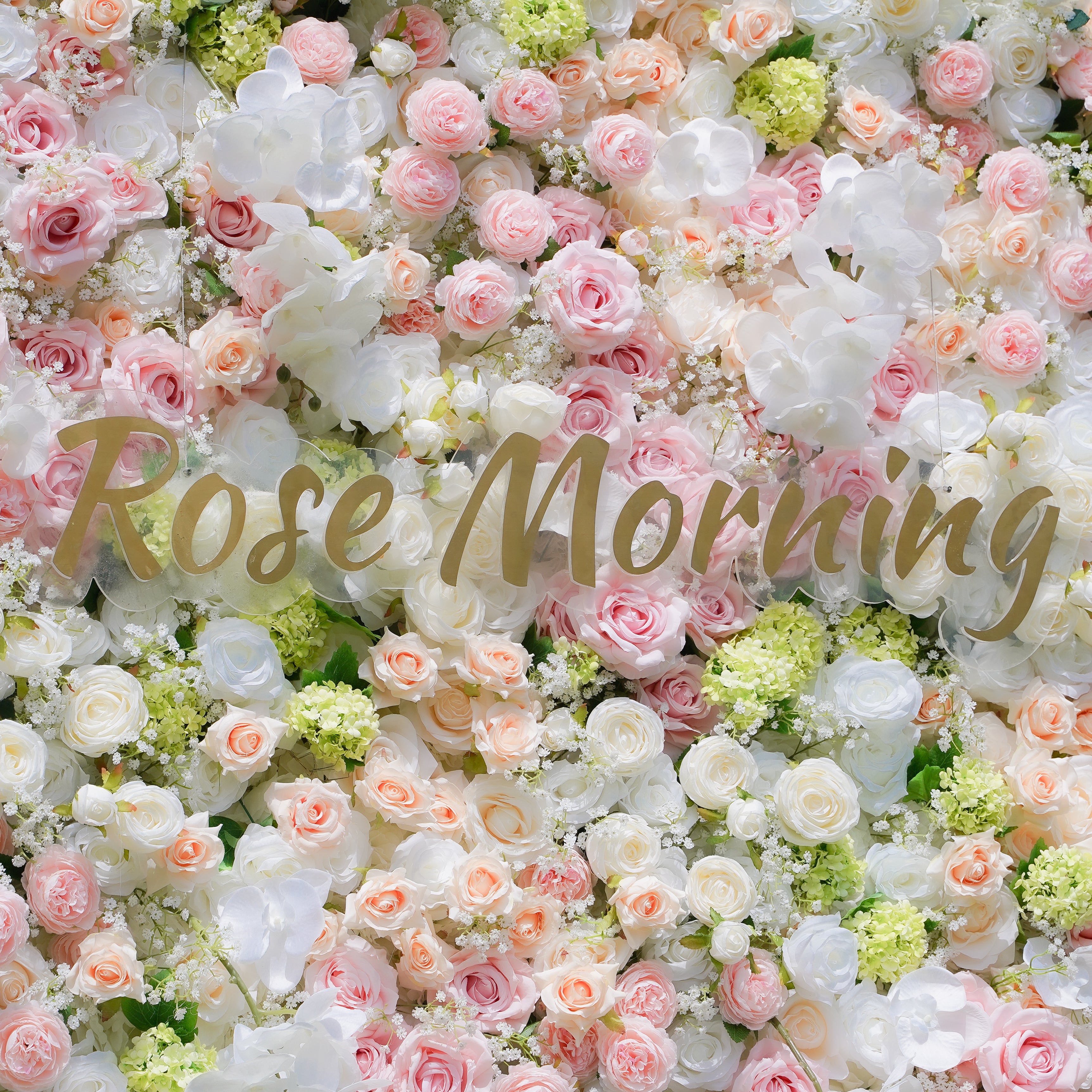 Mariah:  3D Fabric Artificial Flower Wall Rolling Up Curtain Flower Wall 8ft*8ft -R040 Rose Morning