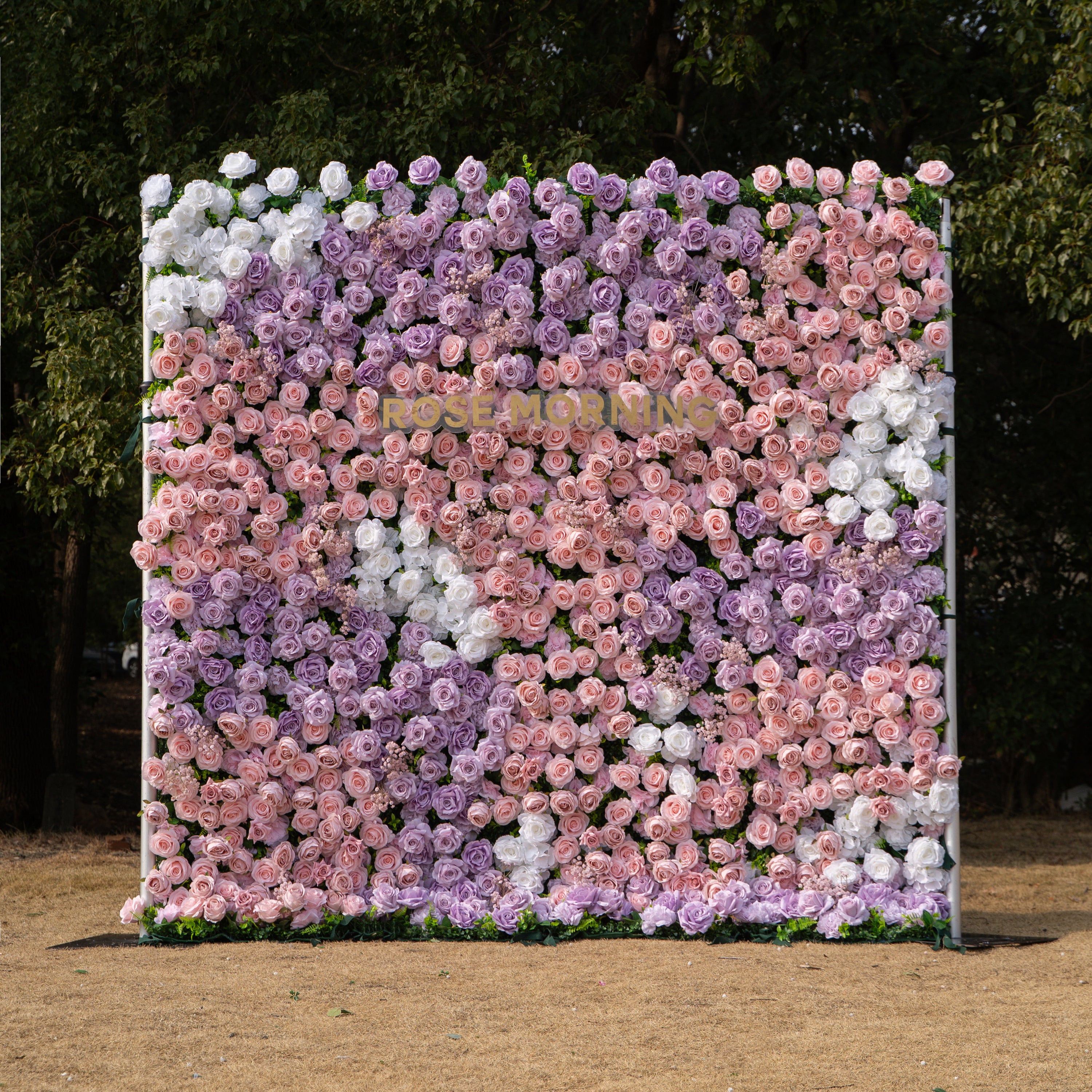 Maris: Luxury 3D Lavender &amp; Blush Silk Rose Floral Wall Roll-Up Fabric Backdrop for Romantic Weddings &amp; Bridal Showers