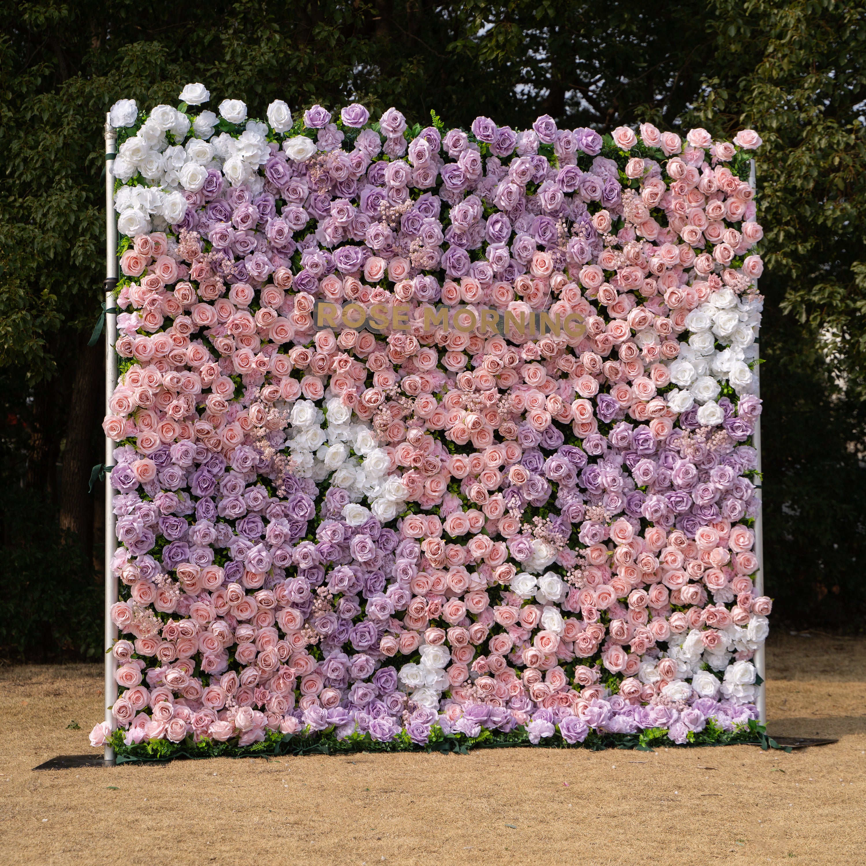 Maris: Luxury 3D Lavender &amp; Blush Silk Rose Floral Wall Roll-Up Fabric Backdrop for Romantic Weddings &amp; Bridal Showers