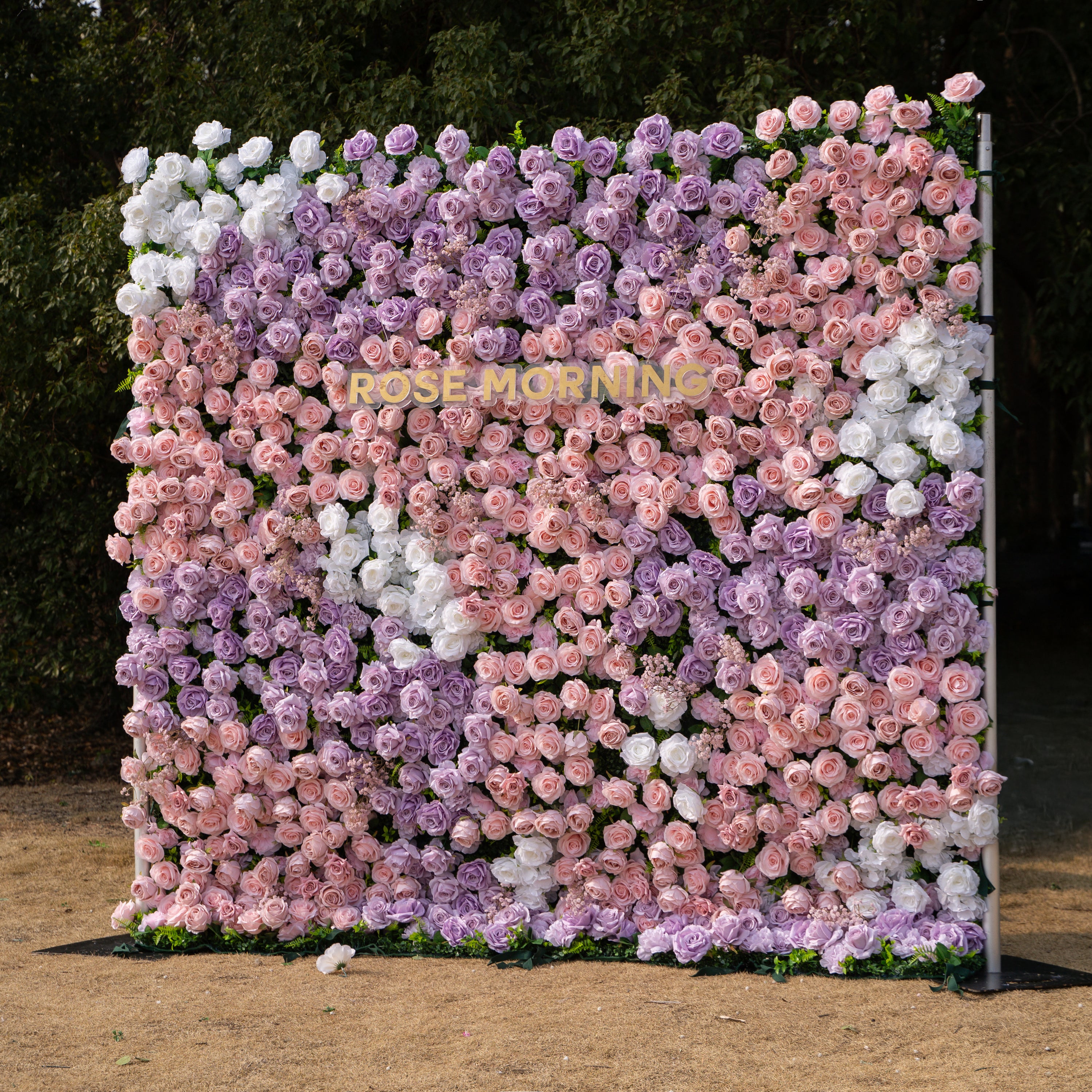 Maris: Luxury 3D Lavender &amp; Blush Silk Rose Floral Wall Roll-Up Fabric Backdrop for Romantic Weddings &amp; Bridal Showers