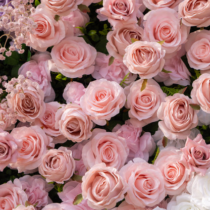 Maris: Luxury 3D Lavender &amp; Blush Silk Rose Floral Wall Roll-Up Fabric Backdrop for Romantic Weddings &amp; Bridal Showers