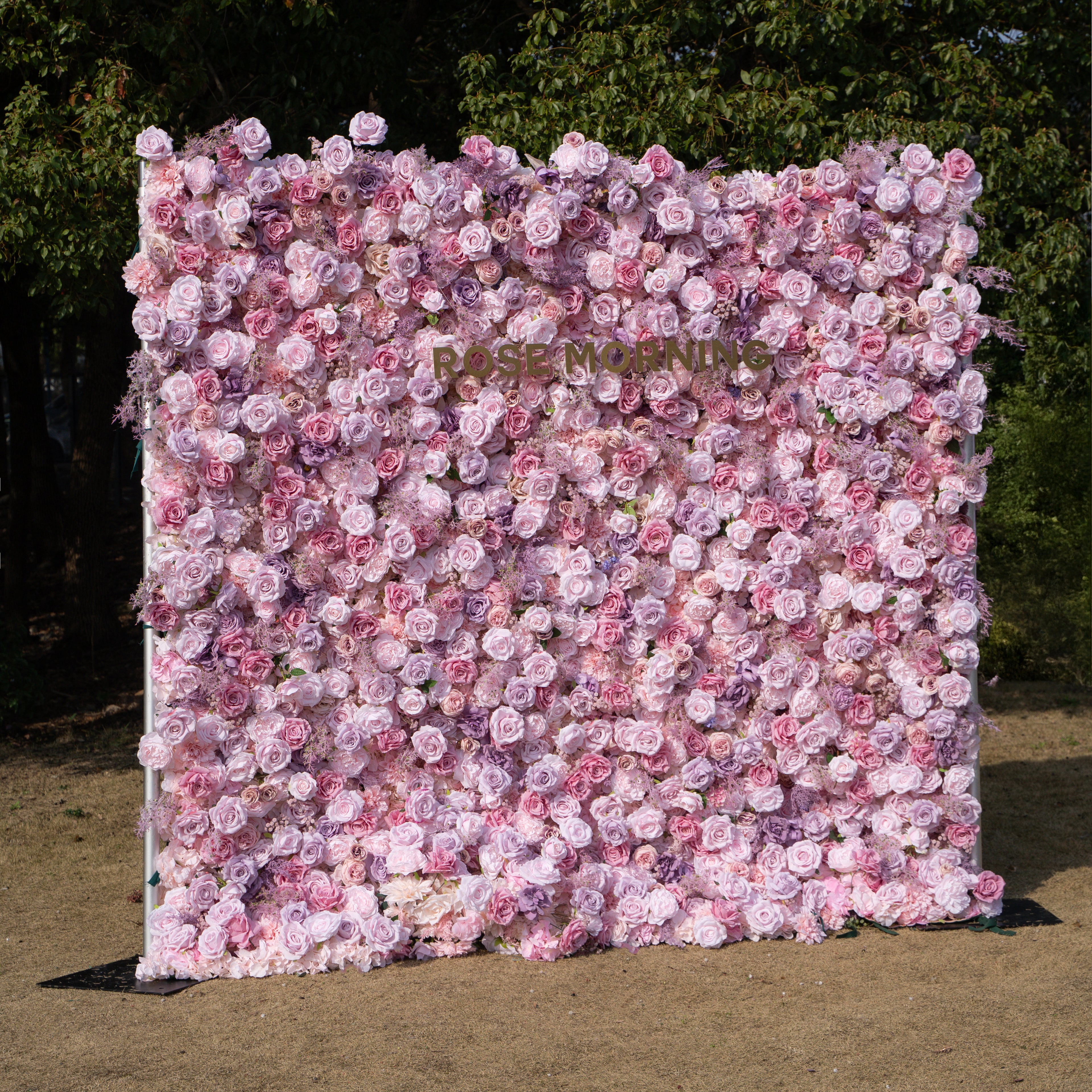Matteo: 5D Lavender &amp; Blush Pink Silk Rose Flower Wall Roll-Up Fabric Backdrop for Elegant Weddings &amp; Events