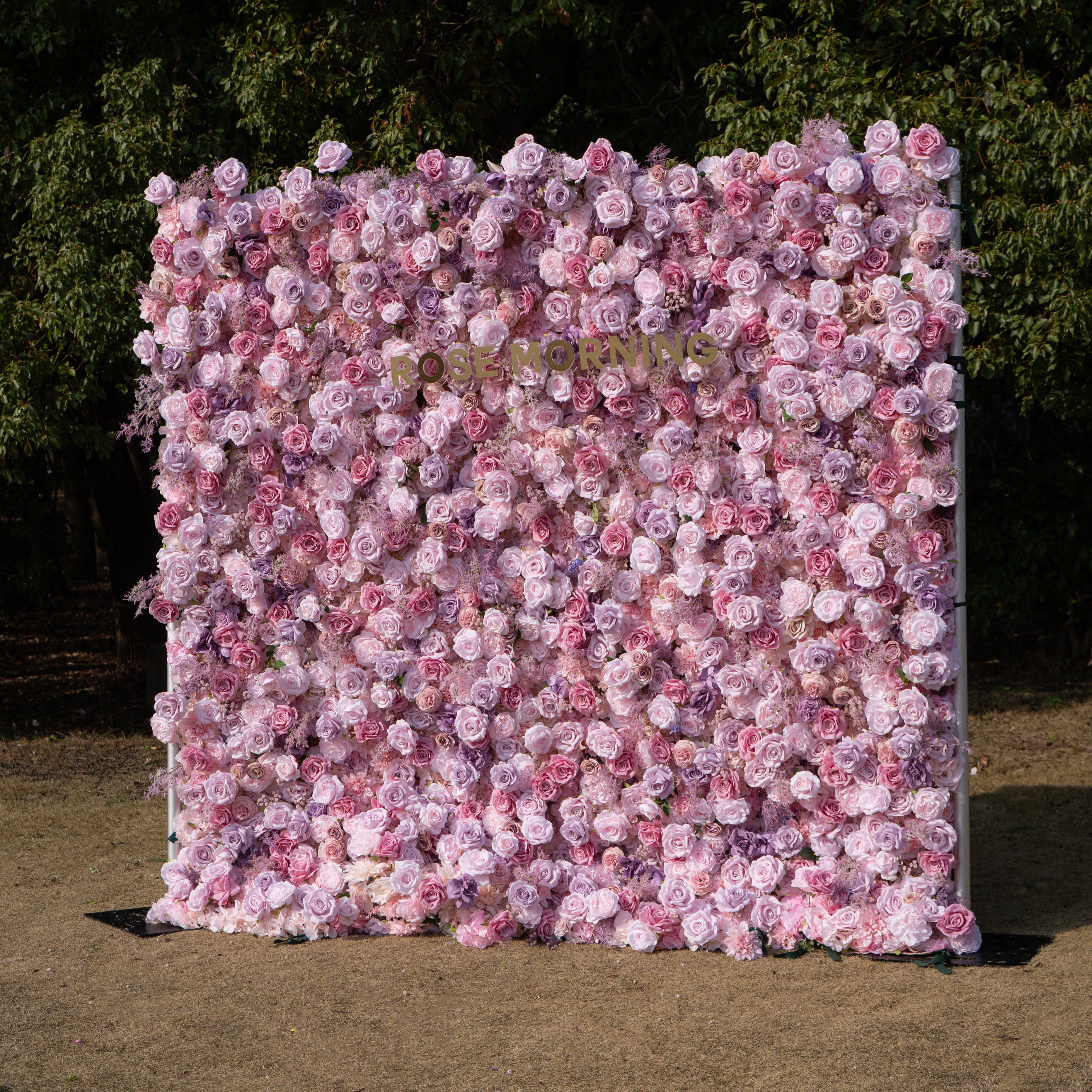 Matteo: 5D Lavender &amp; Blush Pink Silk Rose Flower Wall Roll-Up Fabric Backdrop for Elegant Weddings &amp; Events