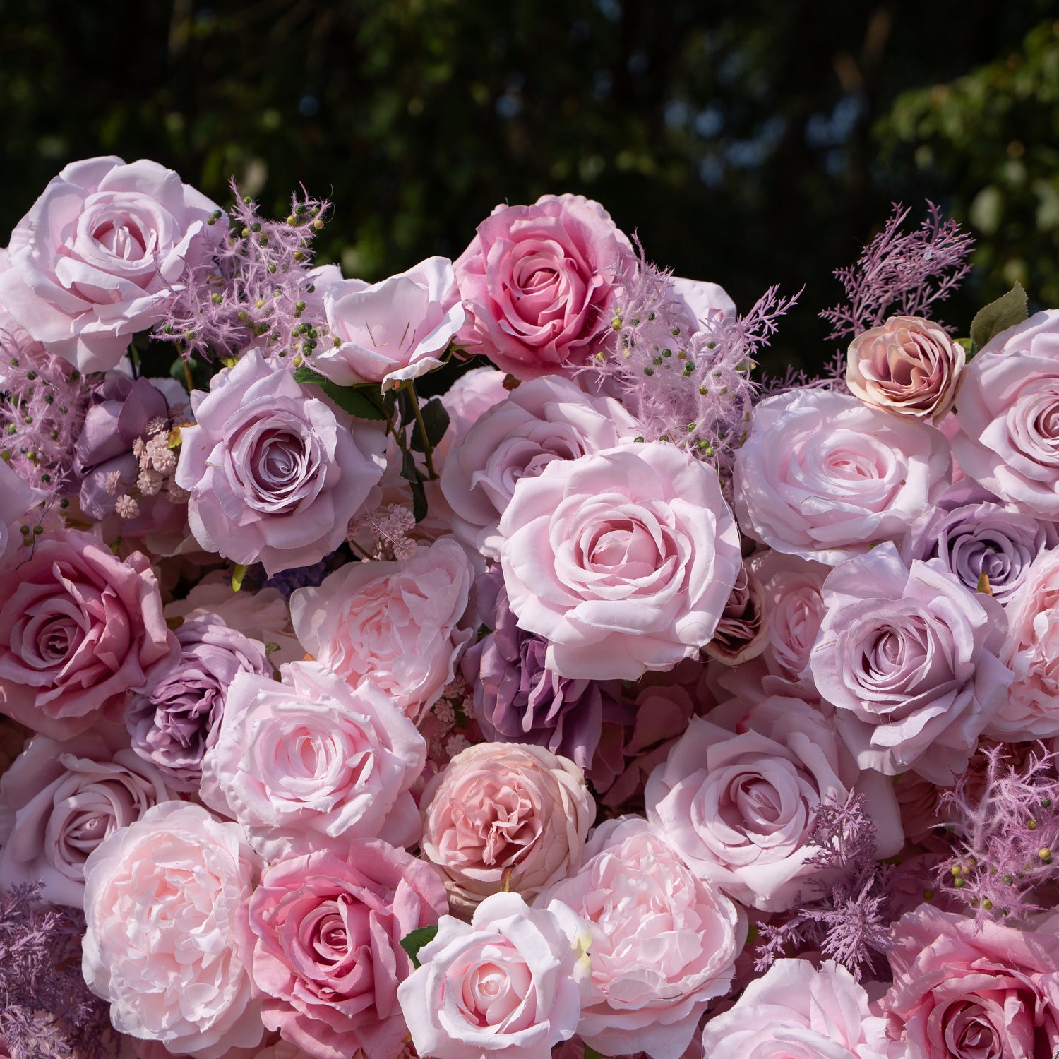 Matteo: 5D Lavender &amp; Blush Pink Silk Rose Flower Wall Roll-Up Fabric Backdrop for Elegant Weddings &amp; Events