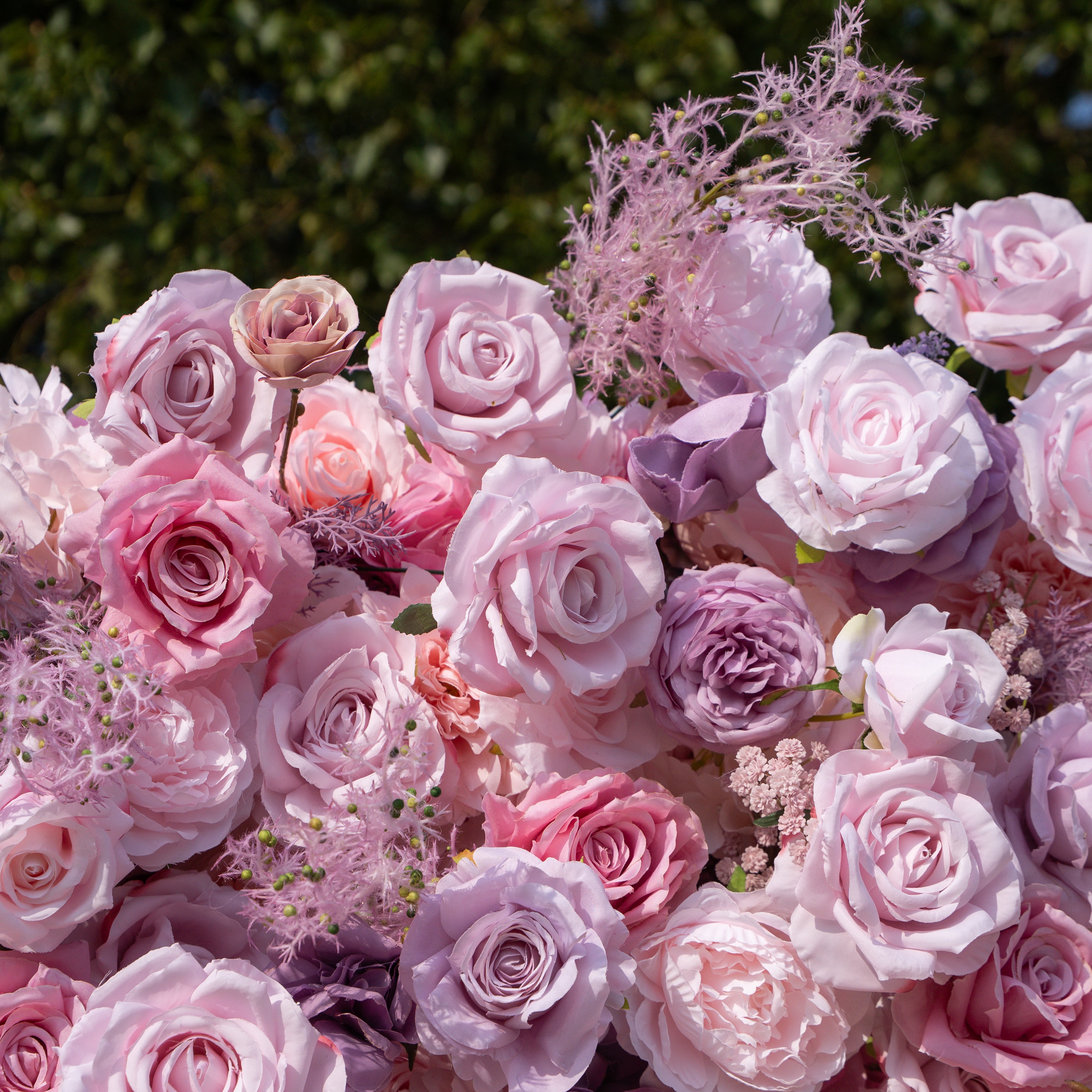 Matteo: 5D Lavender &amp; Blush Pink Silk Rose Flower Wall Roll-Up Fabric Backdrop for Elegant Weddings &amp; Events