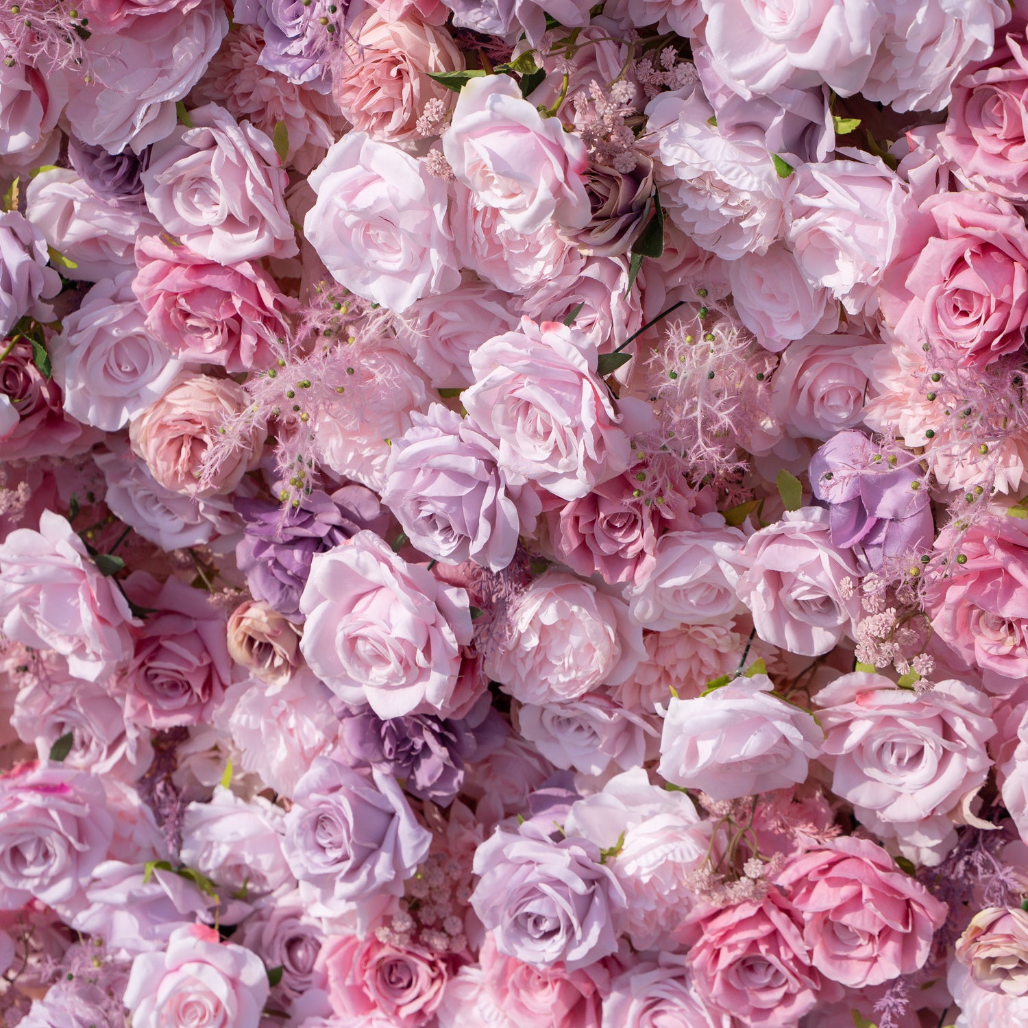 Matteo: 5D Lavender &amp; Blush Pink Silk Rose Flower Wall Roll-Up Fabric Backdrop for Elegant Weddings &amp; Events