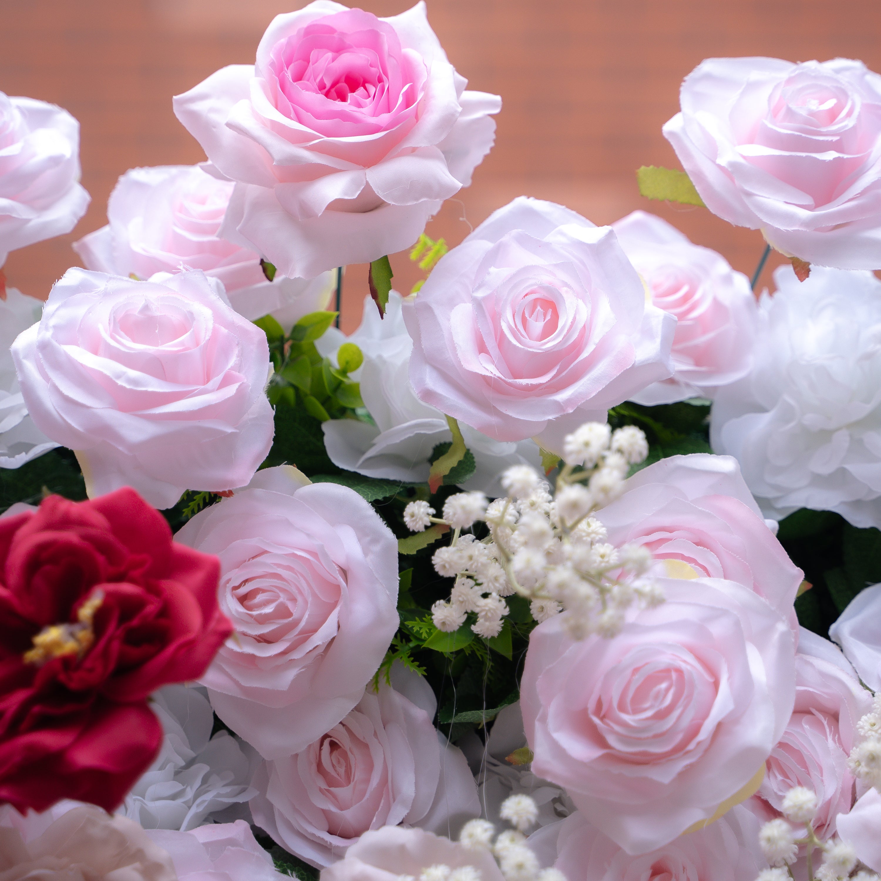 Maylee：5D Fabric Artificial rolling up curtain flower wall (Ready to ship) Rose Morning