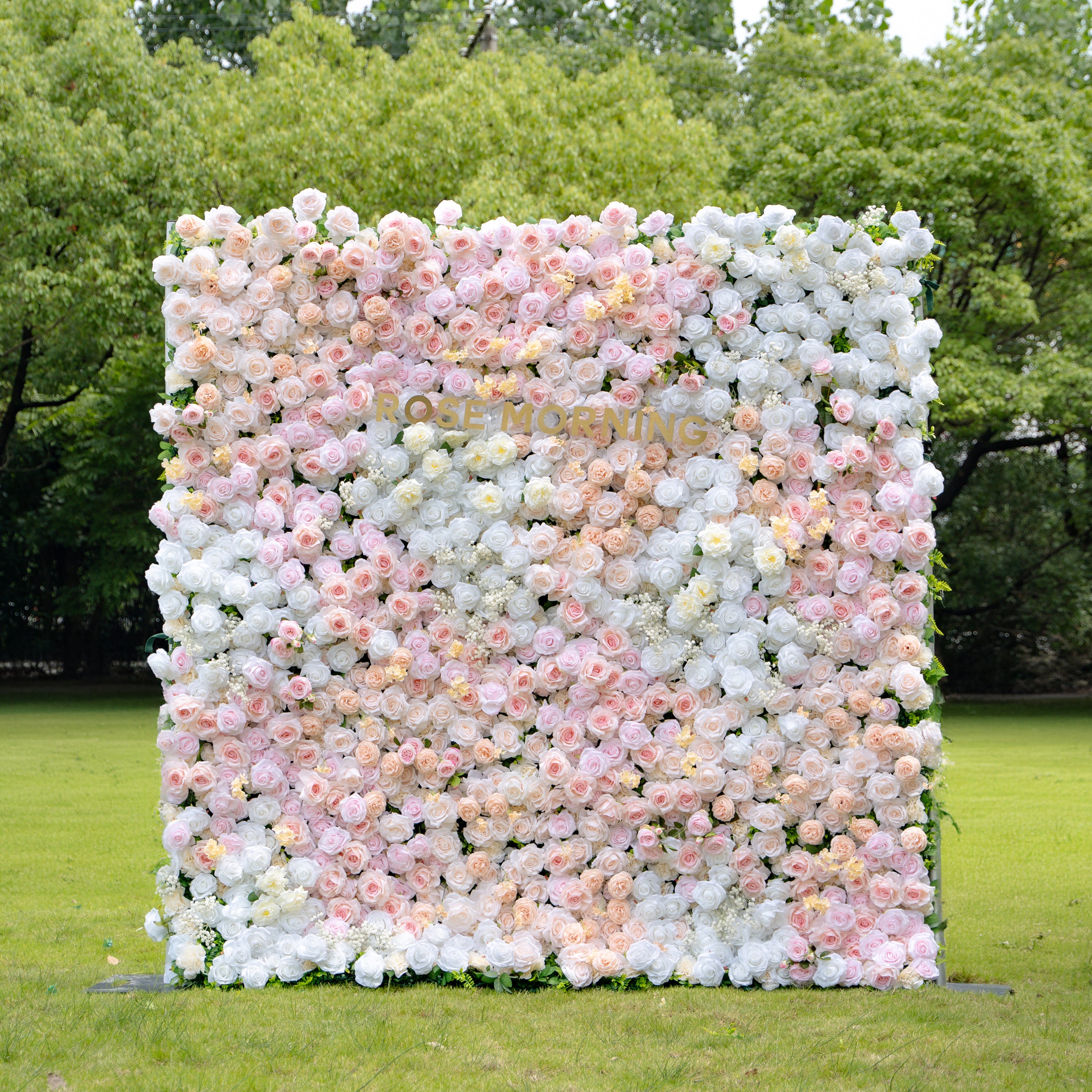 Melina：5D Fabric Artificial rolling up curtain flower wall (Ready to ship) Rose Morning