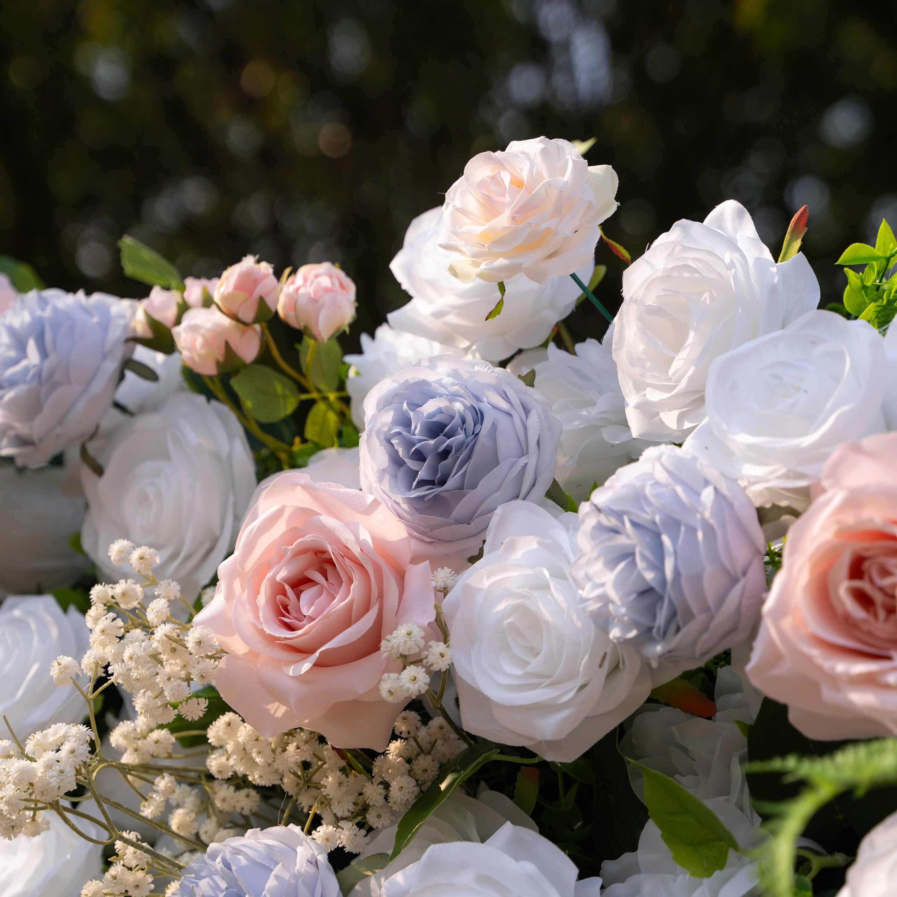 Melinda：5D Fabric Artificial rolling up curtain flower wall