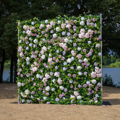 Memphis: Fabric Artificial rolling up curtain flower wall 8ftx8ft for weddings and events decoration