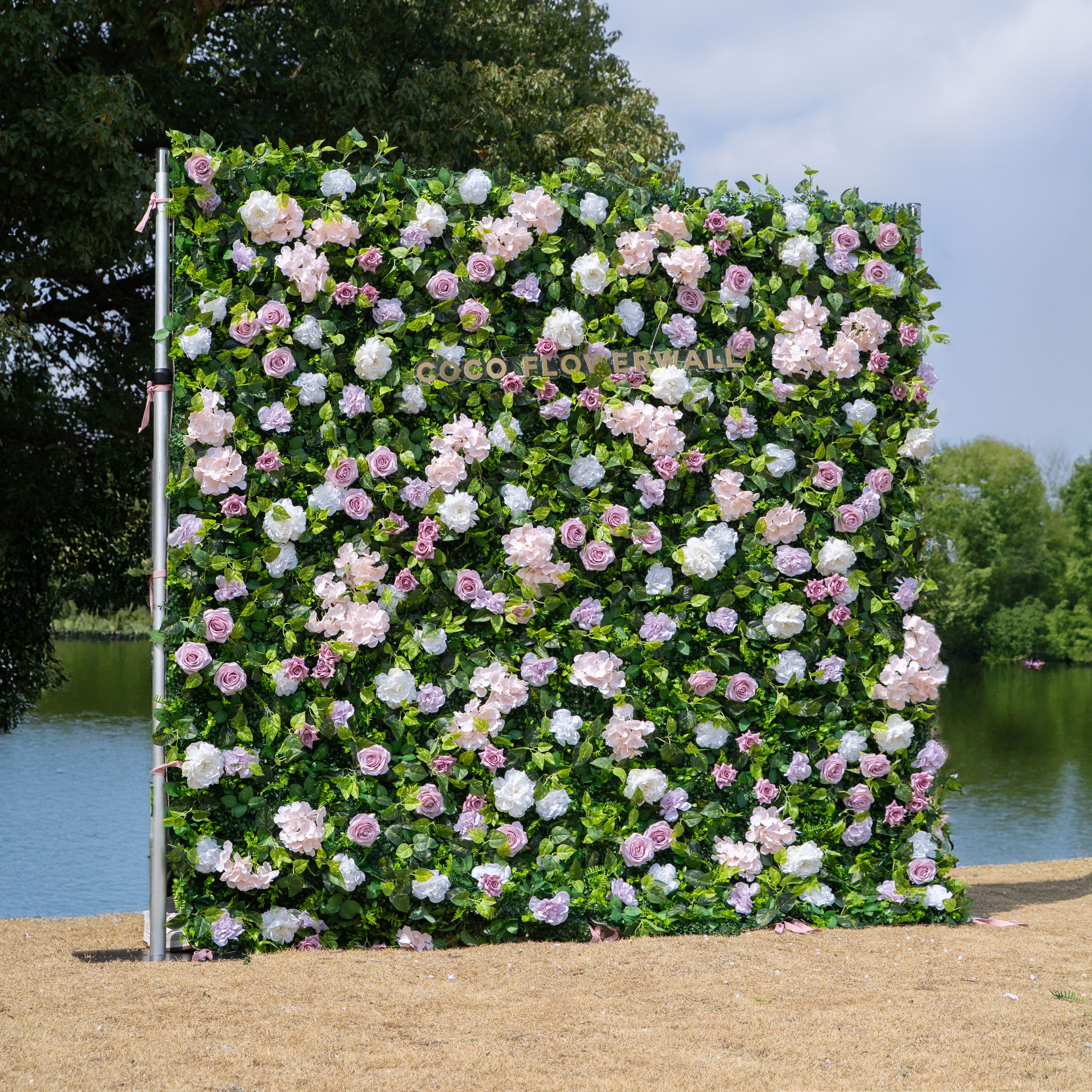 Memphis: Fabric Artificial rolling up curtain flower wall 8ftx8ft for weddings and events decoration