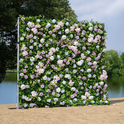 Memphis: Fabric Artificial rolling up curtain flower wall 8ftx8ft for weddings and events decoration