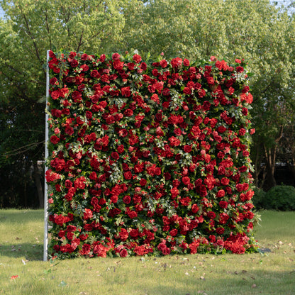 MC-1: Christmas Fabric Backdrop Artificial rolling up flower wall 4*8ft/8*8ft+Xmas Loose Flowers