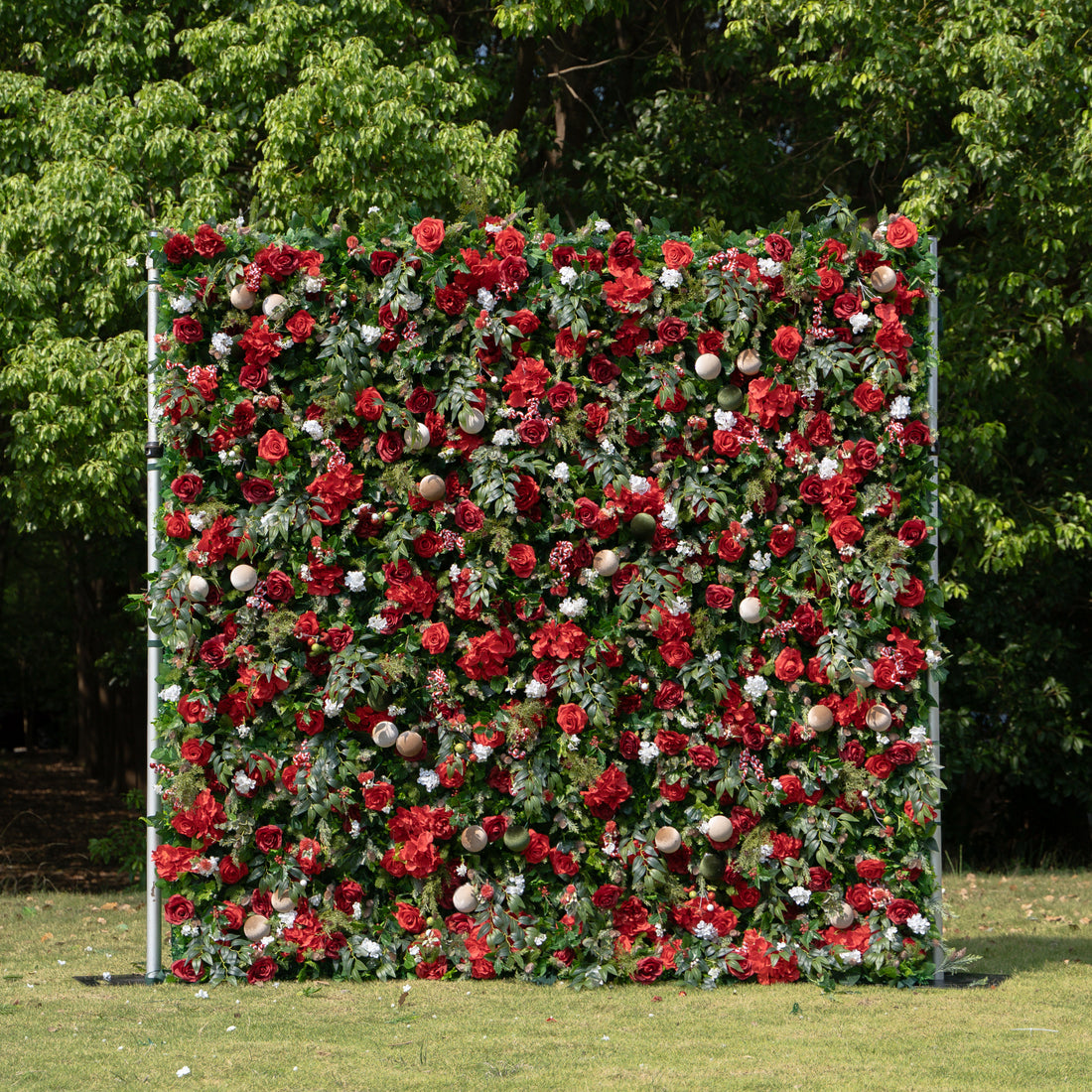 MC-3: Christmas Fabric Backdrop Artificial rolling up flower wall 4*8ft/8*8ft+Xmas Loose Flowers (Ready to ship) Rose Morning