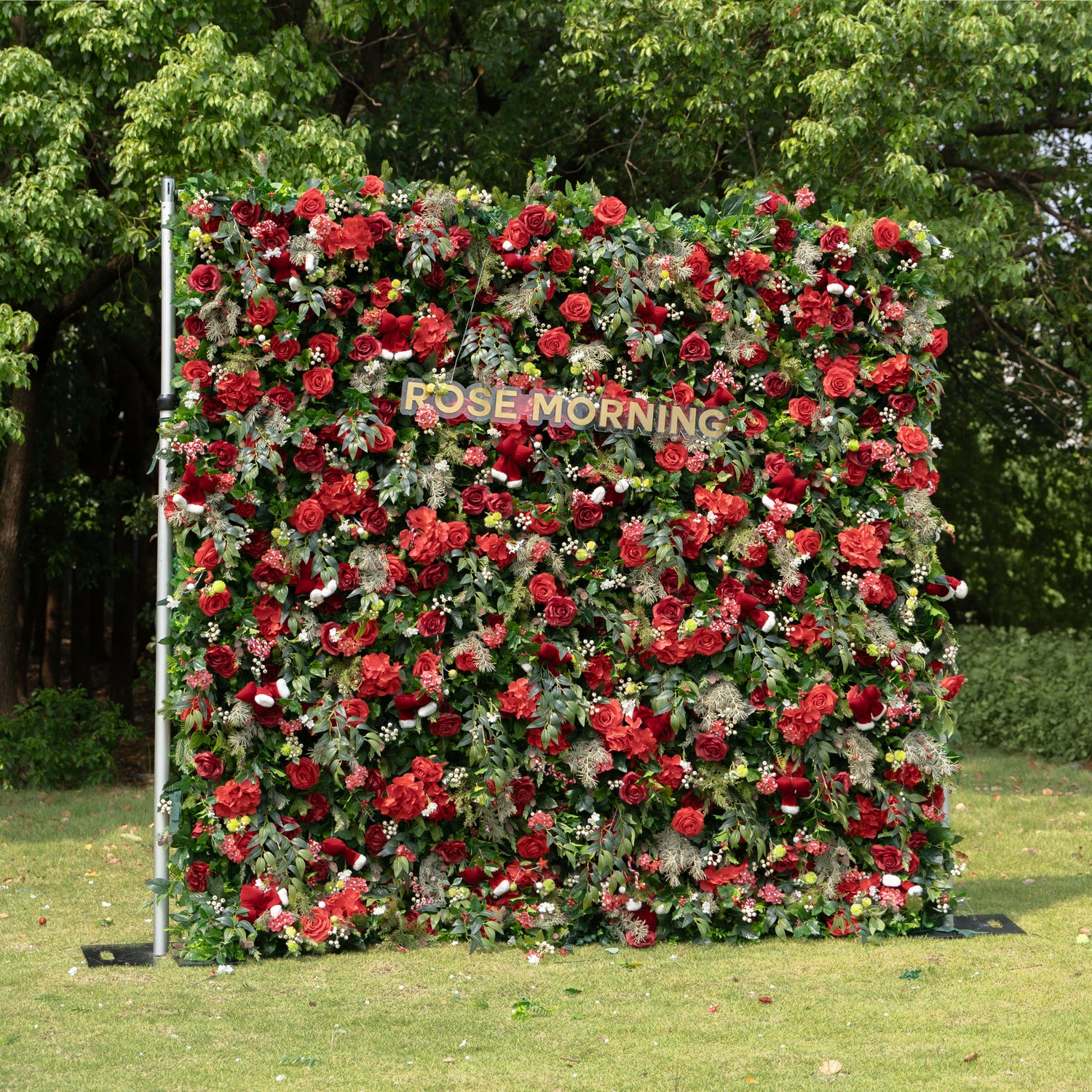 MC-C: Christmas Fabric Backdrop Artificial rolling up flower wall 8*8ft+Xmas Loose Flowers (Ready to ship) Rose Morning