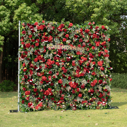 MC-C: Christmas Fabric Backdrop Artificial rolling up flower wall 8*8ft+Xmas Loose Flowers (Ready to ship) Rose Morning