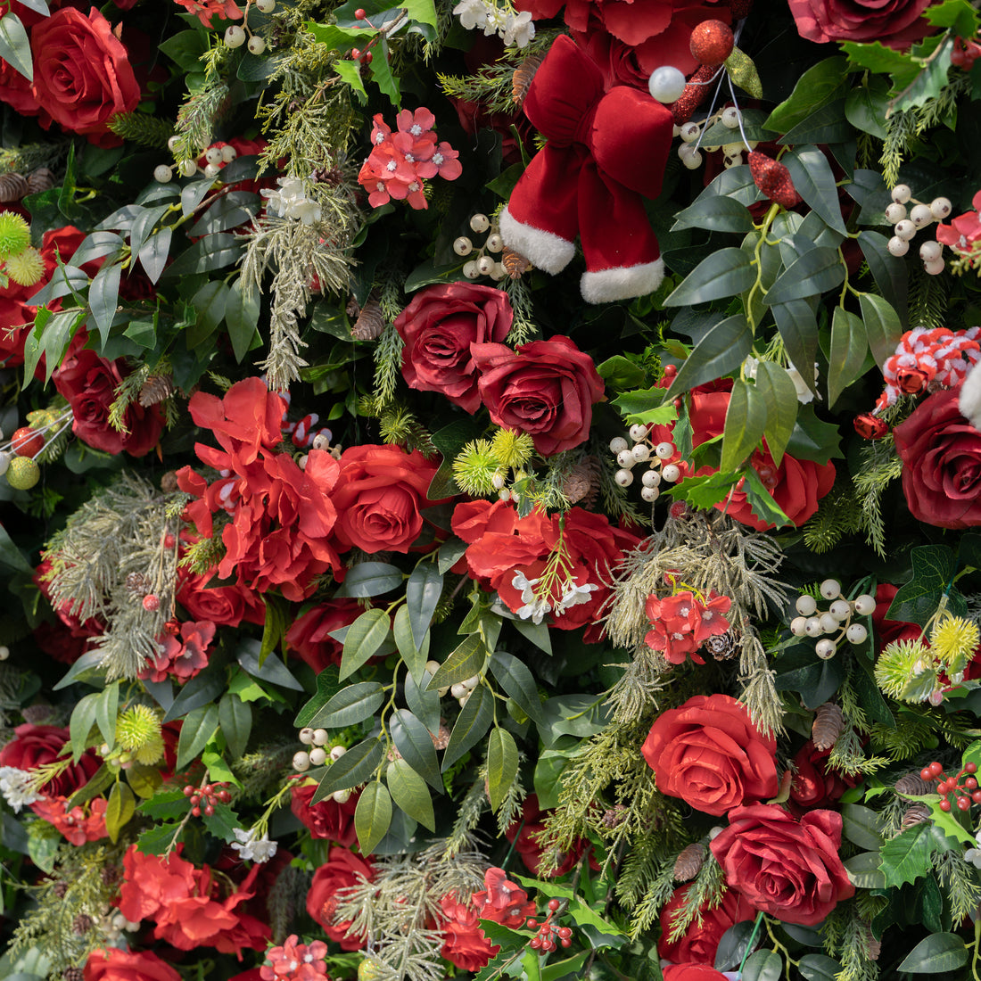 MC-C: Christmas Fabric Backdrop Artificial rolling up flower wall 8*8ft+Xmas Loose Flowers (Ready to ship) Rose Morning