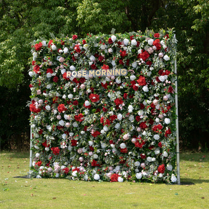 MC-E: Christmas Fabric Backdrop Artificial rolling up flower wall 8*8ft+Xmas Loose Flowers (Ready to ship) Rose Morning