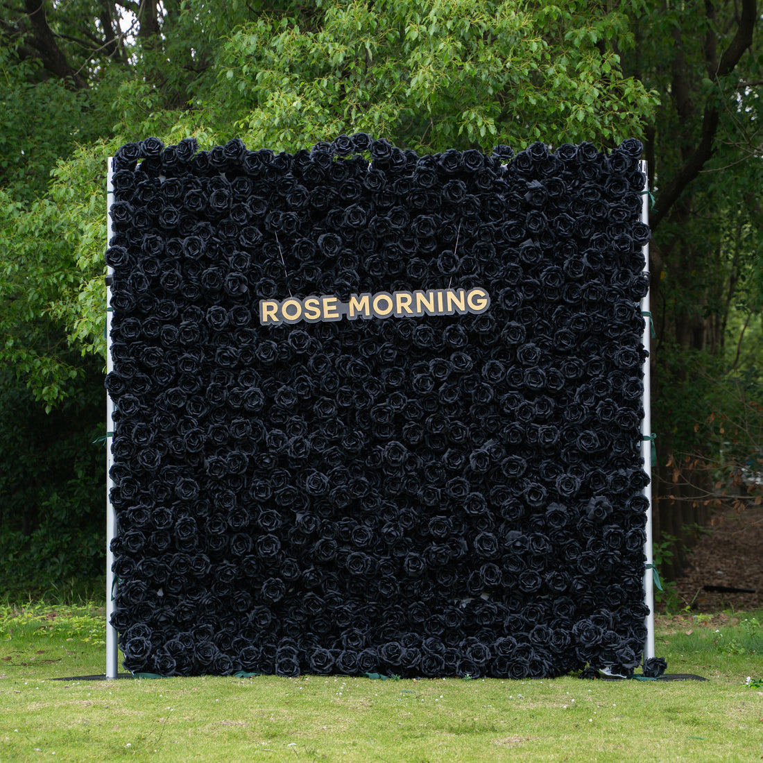 Midnight：3D Fabric Artificial rolling up curtain Black Rose Flower Wall