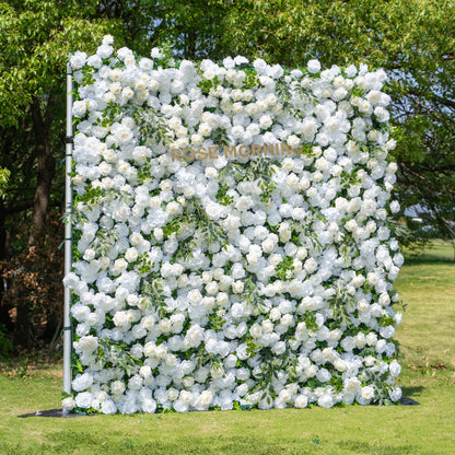Moonlight：3D Fabric Artificial rolling up curtain flower wall