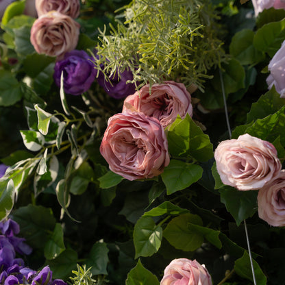 Morado：3D Fabric Artificial rolling up curtain flower wall