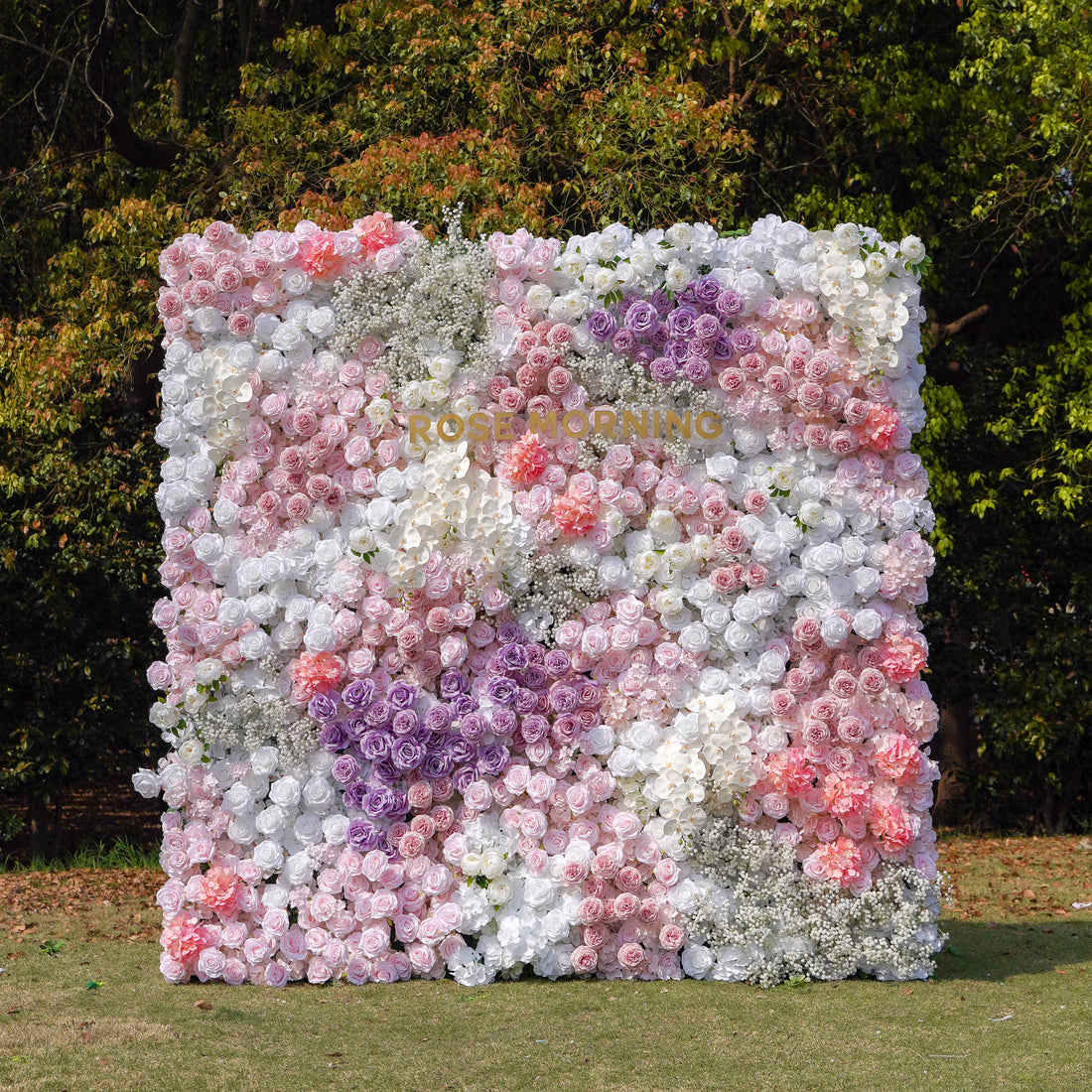 Nari:5D Fabric Artificial rolling up curtain flower wall Rose Morning