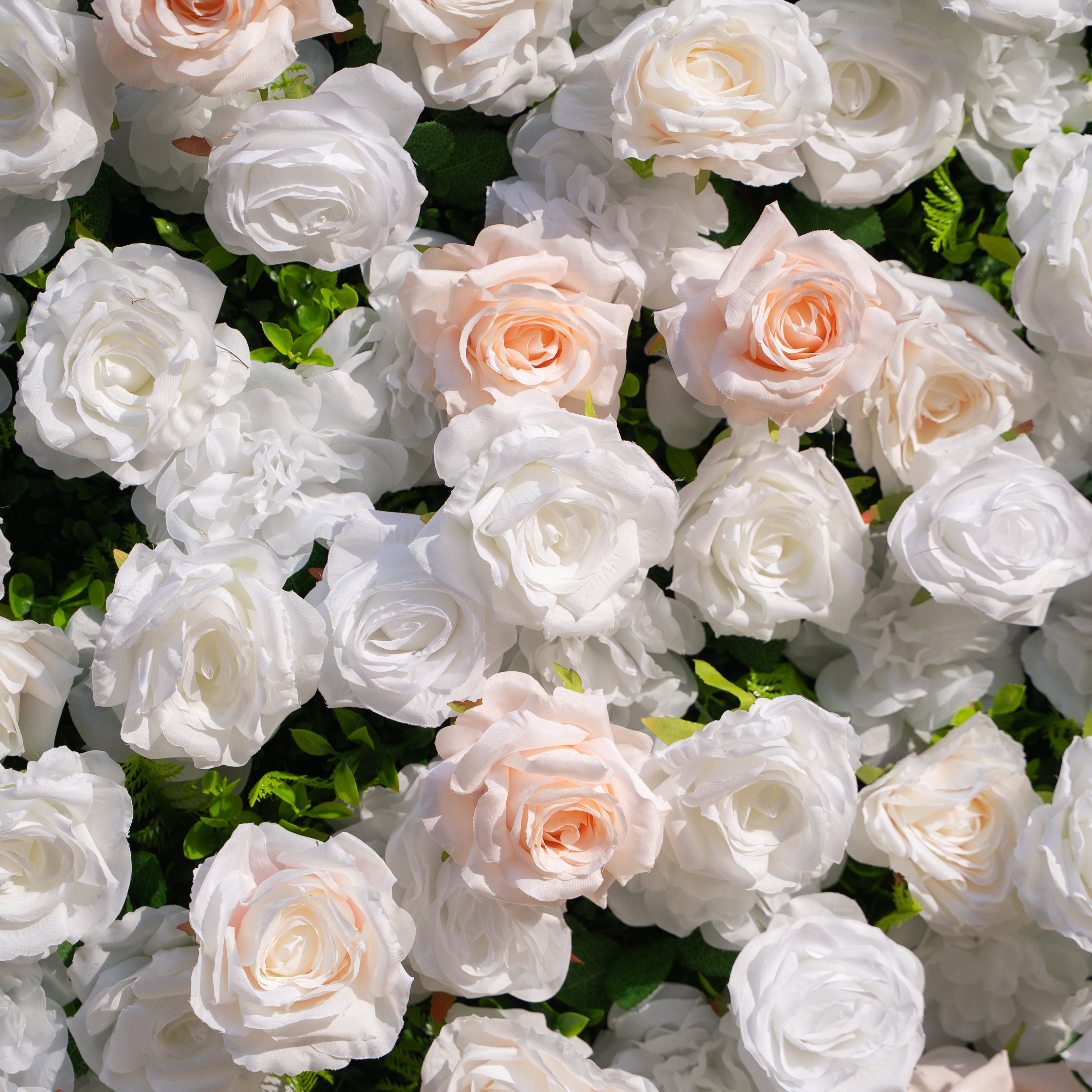 Nerina: 3D Elegant Ivory &amp; Nude Silk Rose Flower Wall Roll Up Fabric Floral Curtain for Wedding Events Decor