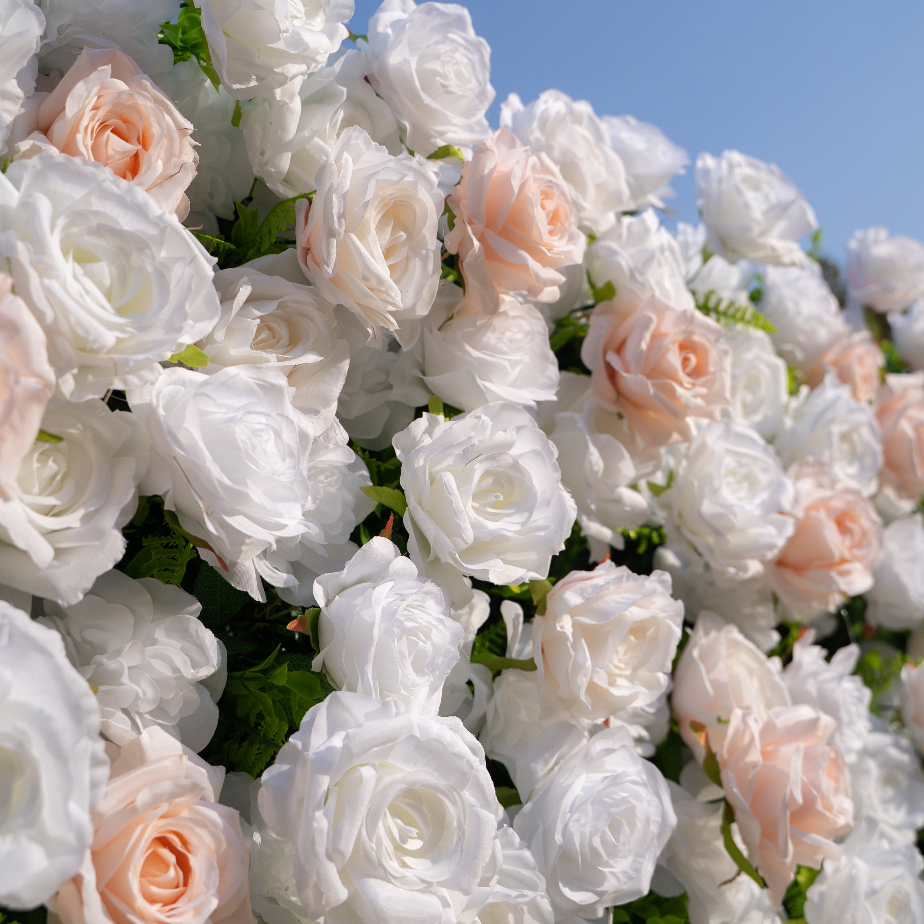 Nerina: 3D Elegant Ivory &amp; Nude Silk Rose Flower Wall Roll Up Fabric Floral Curtain for Wedding Events Decor